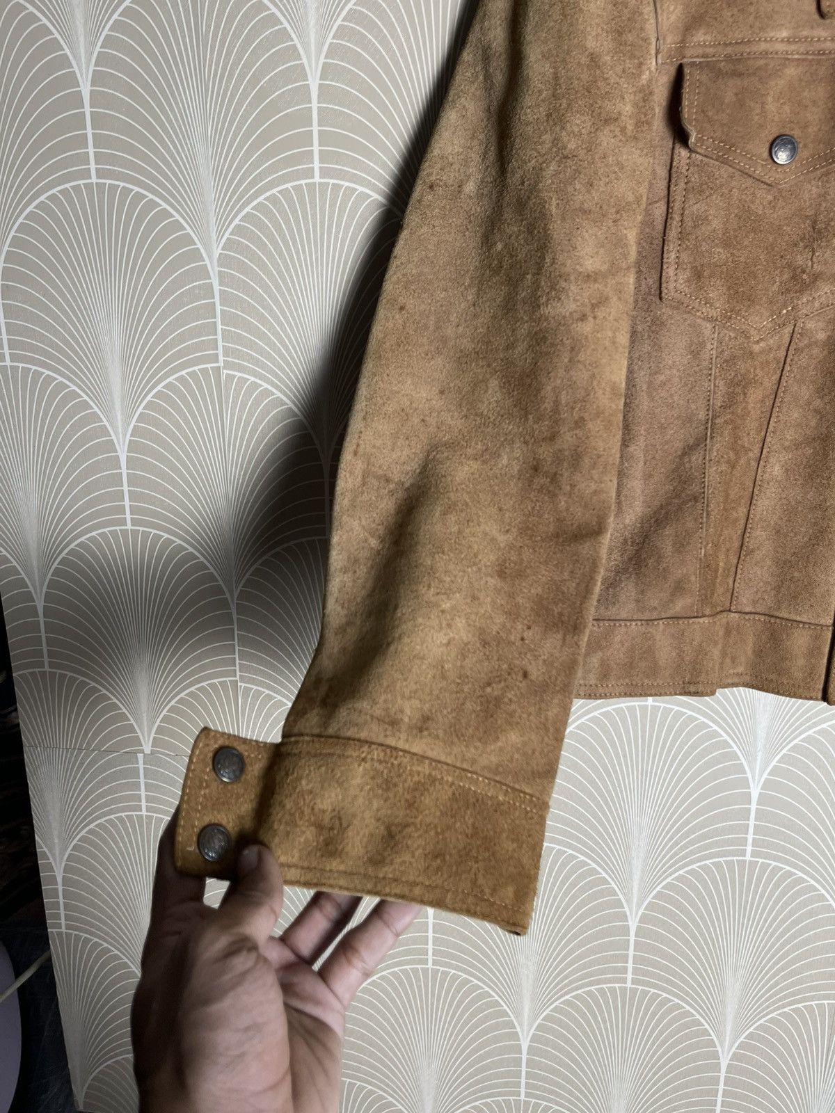 Genuine Leather × Homemade × Vintage 70s SUEDE RAWHIDE LEATHER BIKER JACKET Size US S / EU 44-46 / 1 - 6 Thumbnail