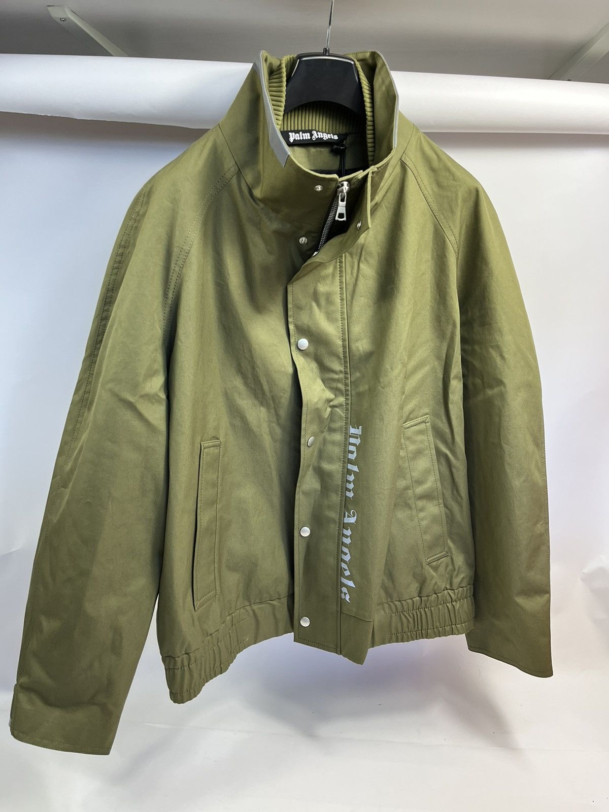 Khaki Green oversized military reflective logo jacket 50