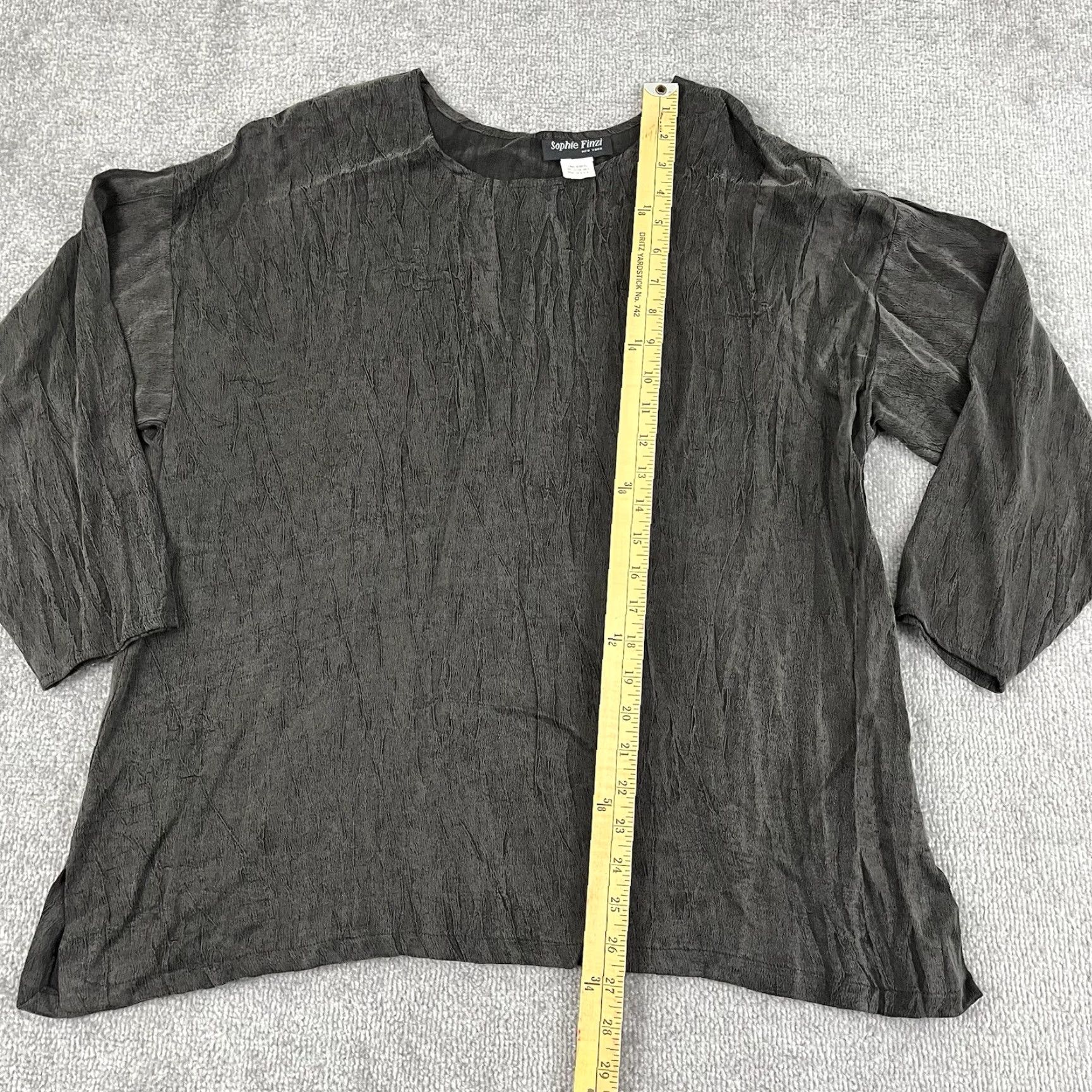 Vintage SOPHIE FINZI Shirt Womens S/M Gray 100% Bemberg Rayon Crew Pullover Top 44" Bust Size M / US 6-8 / IT 42-44 - 3 Thumbnail