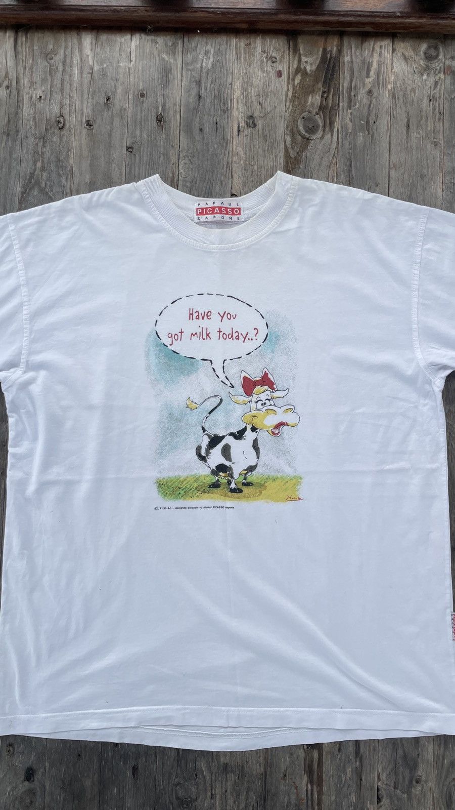 Paloma Picasso Vintage Picasso Art Tee Have You Got Milk Today Size US L / EU 52-54 / 3 - 1 Thumbnail