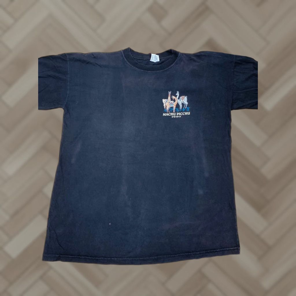 Vintage Incatex Machu Picchu Black Short Sleeve Shirt M 100% Cotton Crew Neck T-Shirt Unisex Adults 90s Size US M / EU 48-50 / 2 - 1 Thumbnail