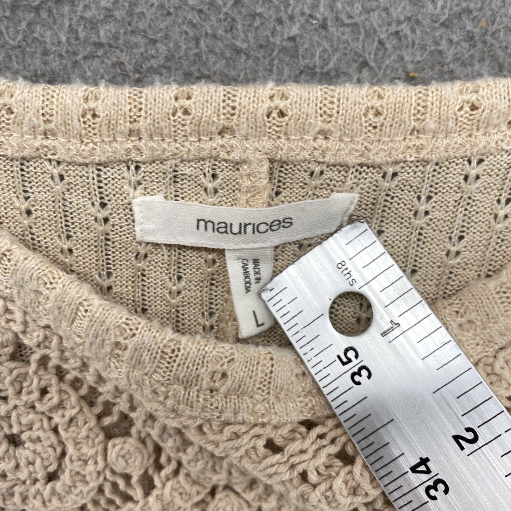 Vintage Maurices Women's Pullover Sweater in Size L Beige Lightweight Knit Rayon Blend Long Sleeve Size L / US 10 / IT 46 - 3 Thumbnail