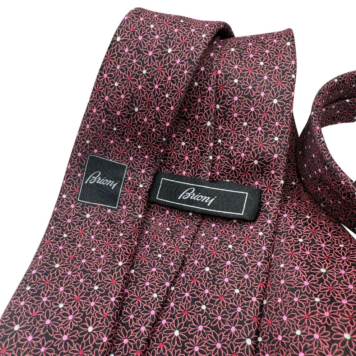 Brioni Brioni Silk Tie, Black/Pink Floral, Made in Italy, Like New Size ONE SIZE - 4 Thumbnail