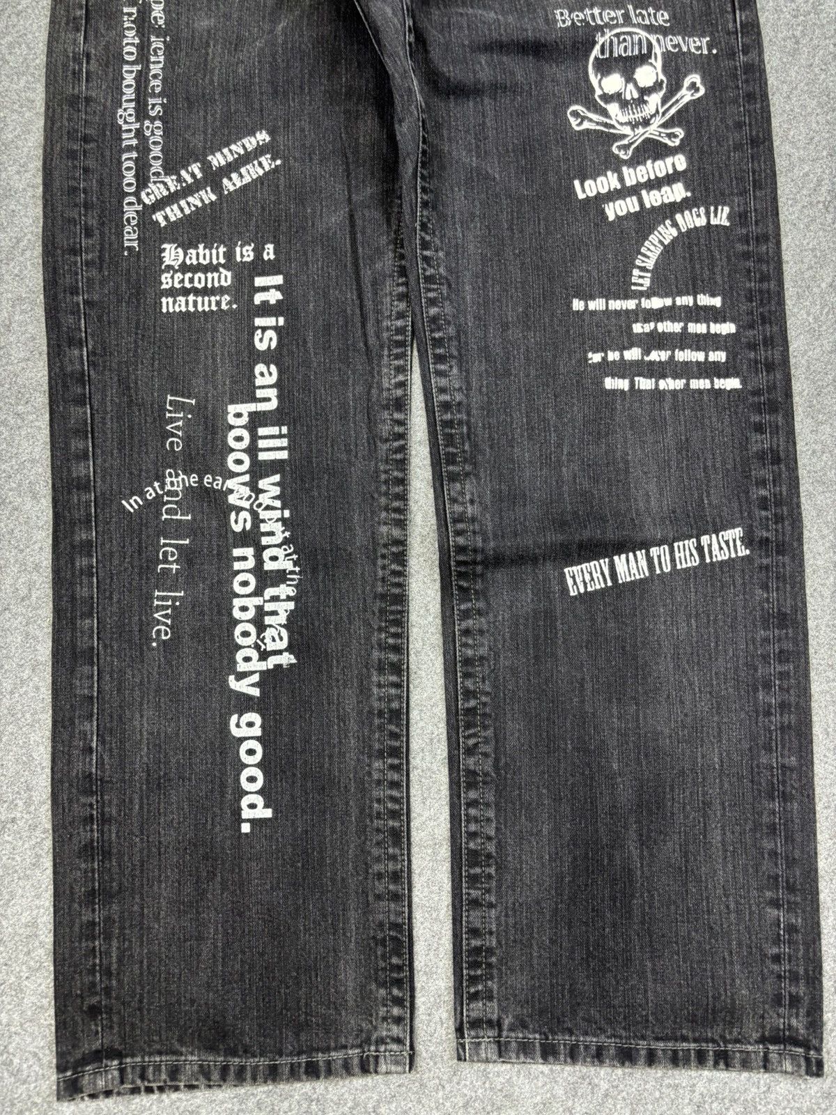 Japanese Brand Double Waist🔥Japanese Moto Skull Poem Junya Punk Denim F745 Size US 32 / EU 48 - 7 Thumbnail