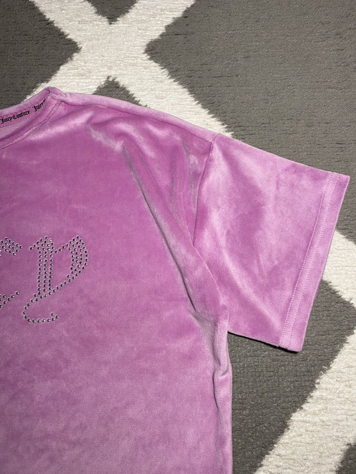 Juicy Couture × Vintage Juicy Couture Pink Velvet boxy cropped T-shirt with logo Size S / US 4 / IT 40 - 6 Thumbnail