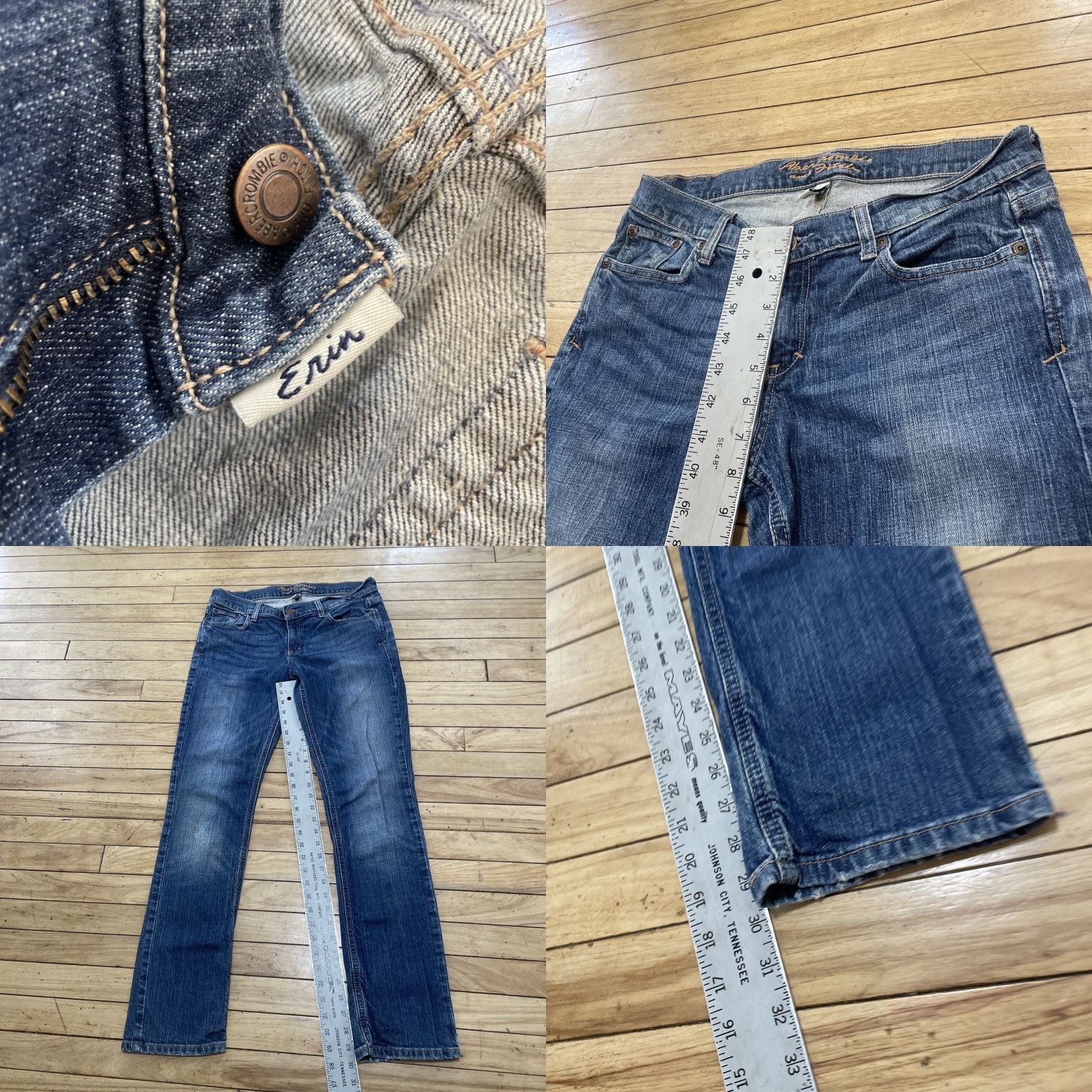 Abercrombie & Fitch VINTAGE Abercrombie & Fitch Erin Low Rise Jeans Women 8 R Vintage Y2K Rare Blue Straight Leg Jeans Size 30" / US 8 / IT 44 - 8 Thumbnail