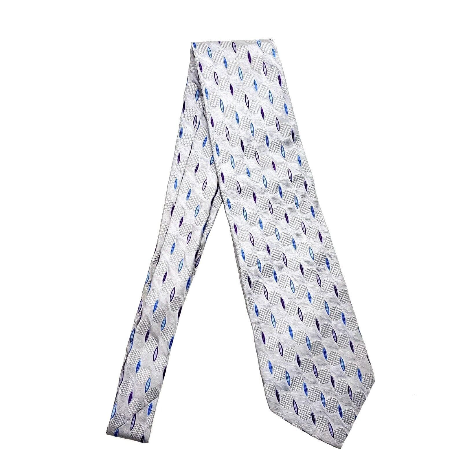 Jos. A. Bank Jos A Bank Silk Tie Woven Silver Geometric Size ONE SIZE - 5 Thumbnail