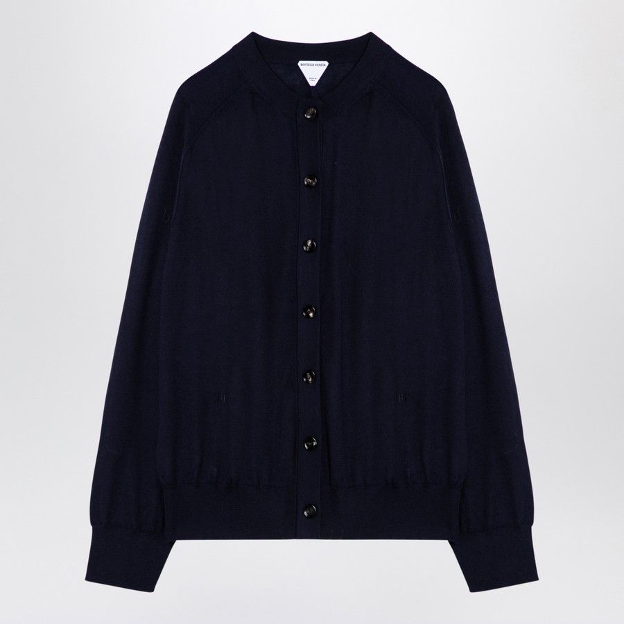 Bottega Veneta o1d2blof0824 Cashmere Cardigan in Navy Blue Size S / US 4 / IT 40 - 1 Thumbnail