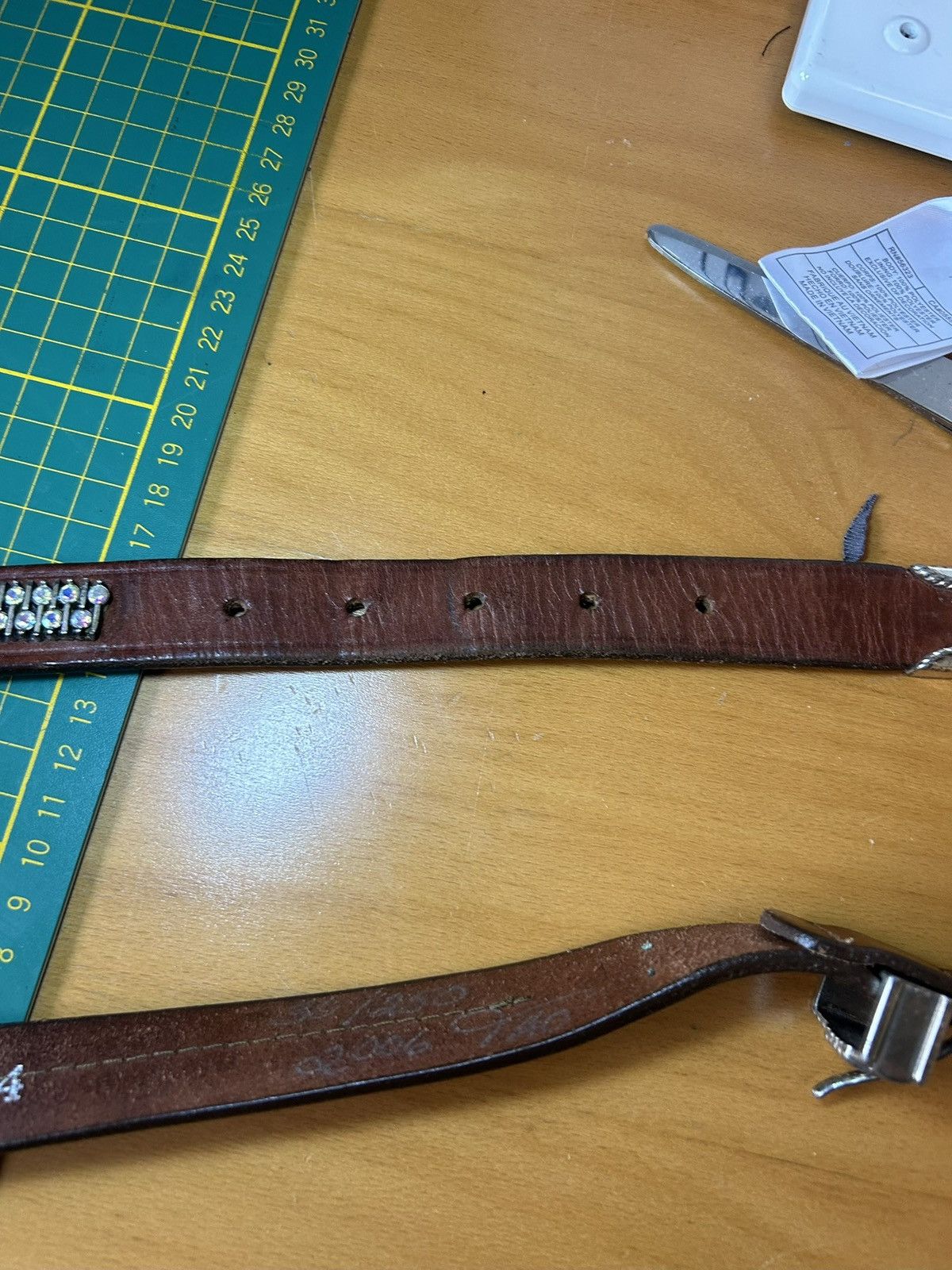 Vintage Vintage western rhinestone tennis chain leather belt Size ONE SIZE - 13 Thumbnail