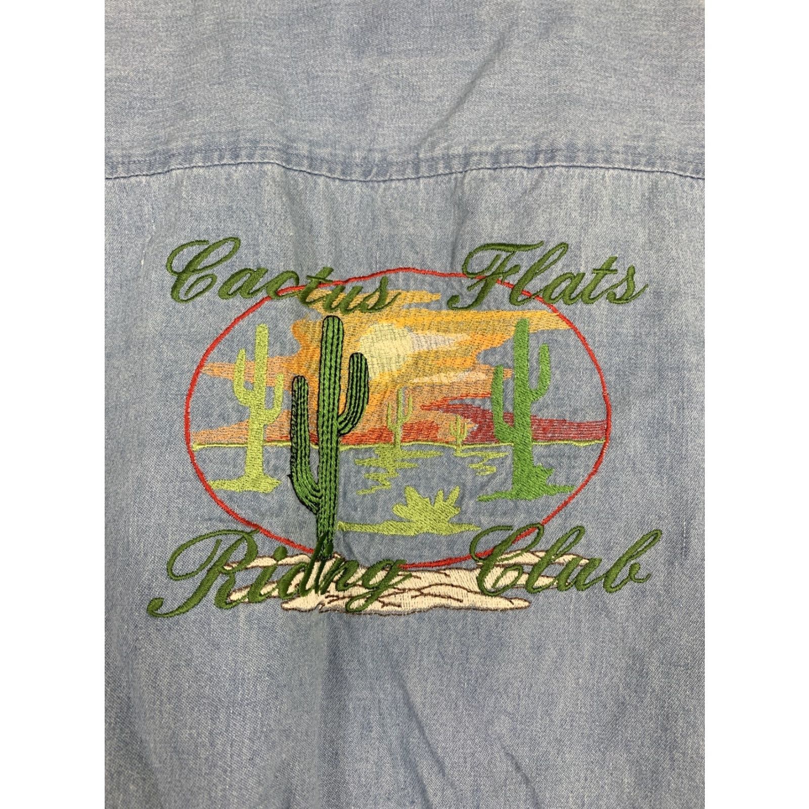 Denime VINTAGE Williams Bay Denim Western Shirt Sleeveless Mens M Blue 1990s Rockabilly Cactus Sunset Denim Shirt Men M Size US M / EU 48-50 / 2 - 7 Thumbnail
