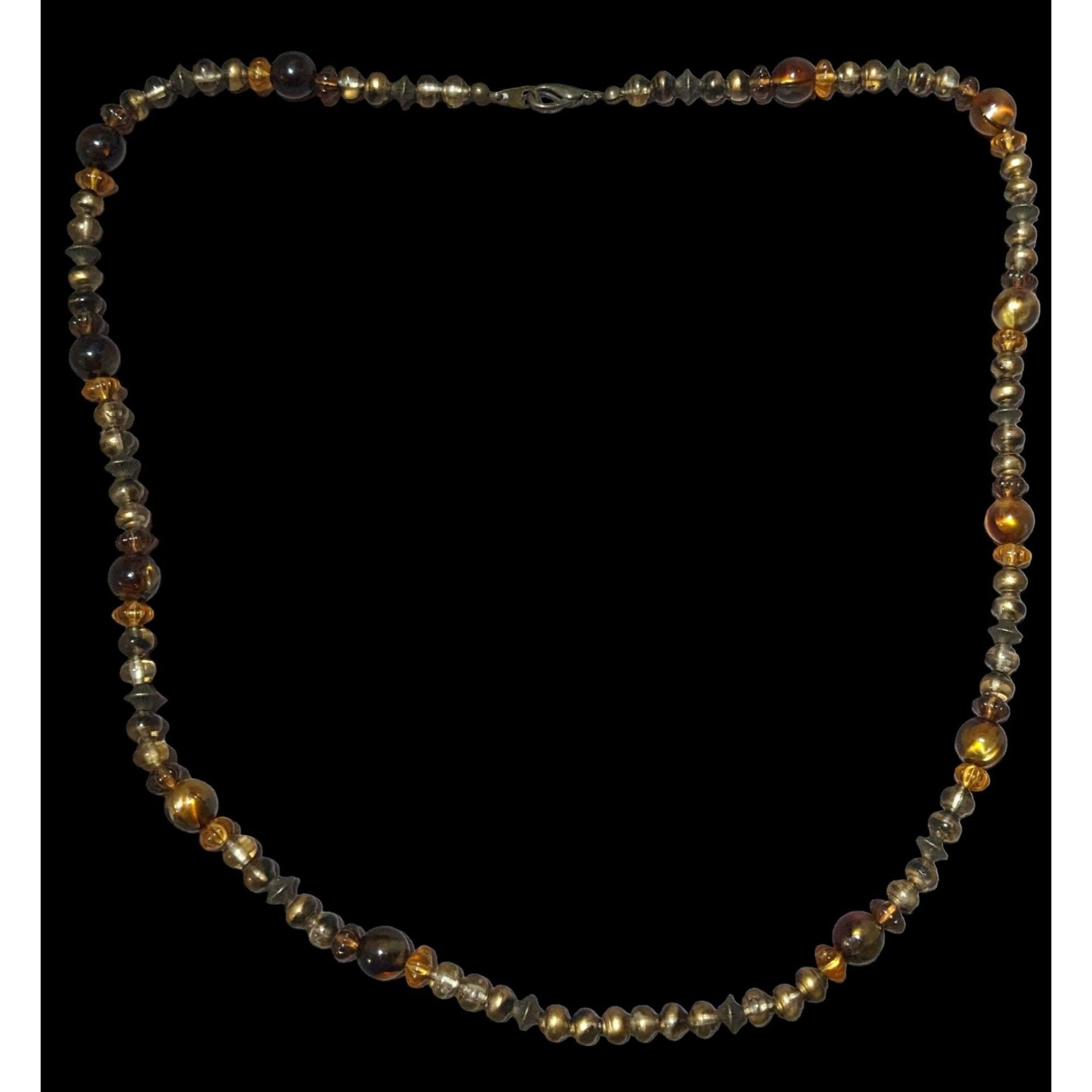 Other Earthy Retro Brown And Gold Beaded Necklace Size ONE SIZE - 1 Thumbnail