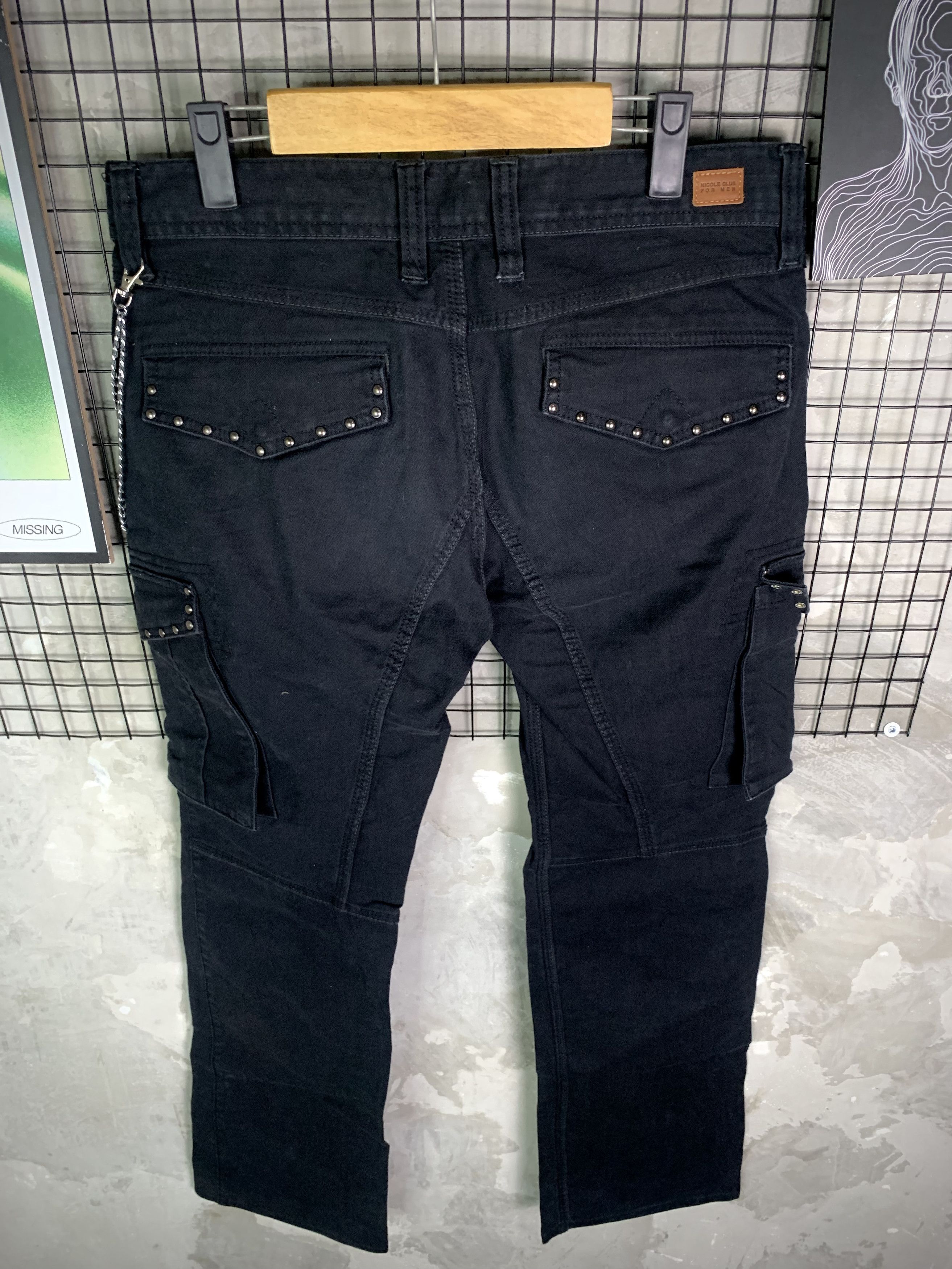 Nicole Club Nicole Club For Men Black Studded Punk Gothic Cargo Pant Size US 32 / EU 48 - 6 Thumbnail