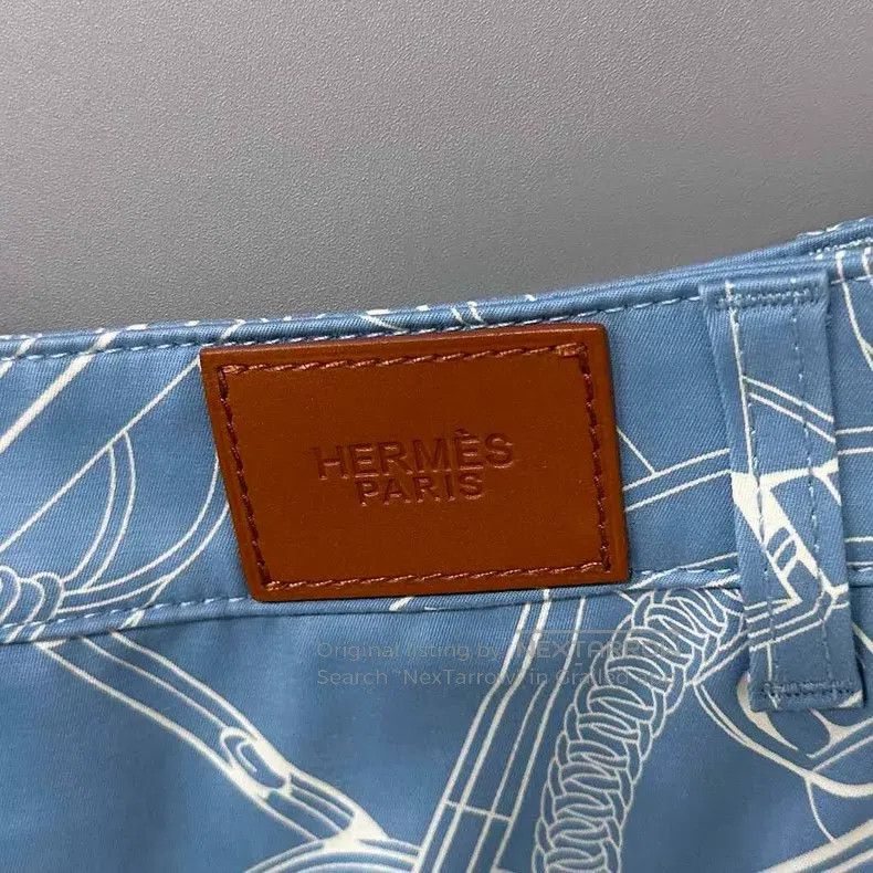 Hermes Hermes Printed Blue Denim Skirt Size 42" / US 20 - 3 Thumbnail