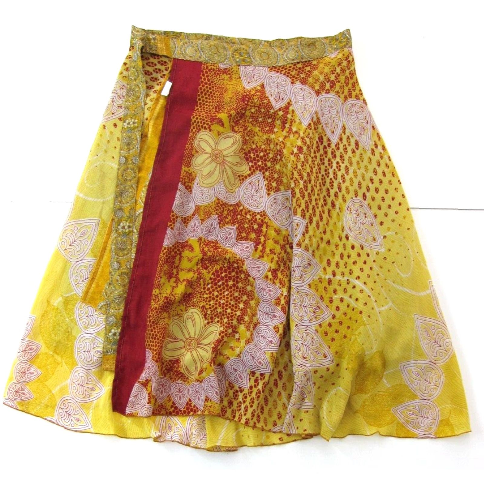 Vintage VINTAGE Mexicali Blues Silk Reversible Midi Wrap Skirt OS Women Yellow Floral XS-OS? Size 42" / US 20 - 2 Thumbnail