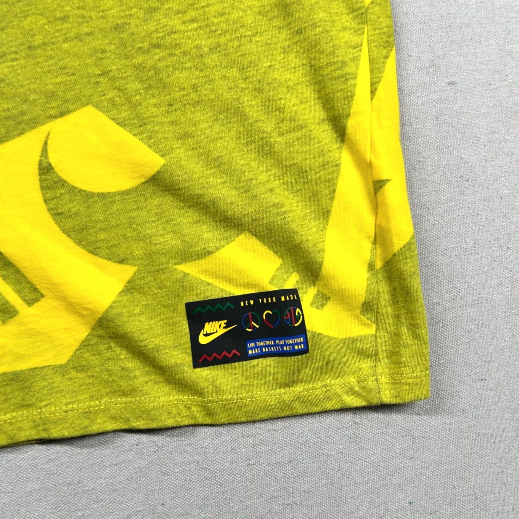 Nike Nike Tee Shirt Mens L Peace Love Basketball Urban Jungle Gym Retro Spike Lee Shirt Mens L Yellow Nike 90s Basketball Theme Mens Size US L / EU 52-54 / 3 - 4 Thumbnail