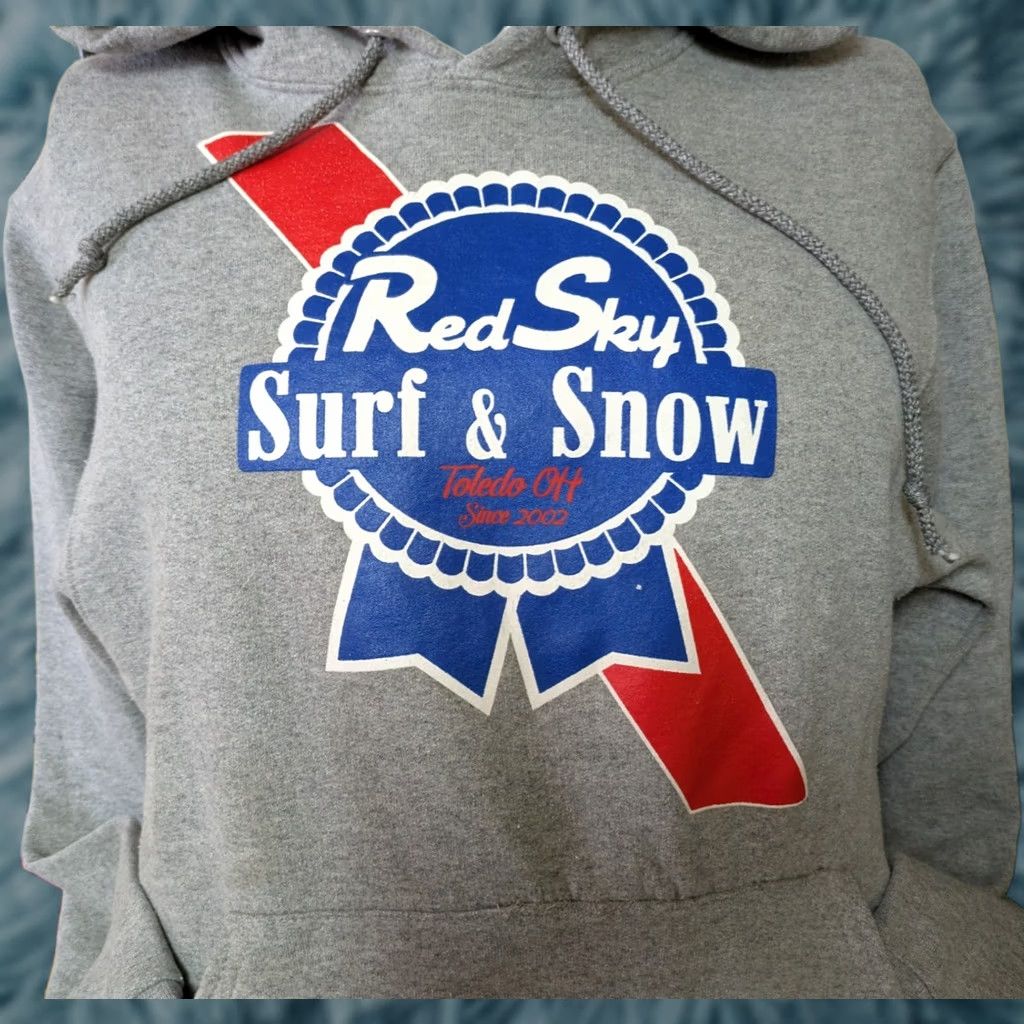 Jerzees Jerzees Hoodie - Red Sky Surf & Snow Toledo OH Gray Cotton Blend Pullover Hoodie Small Men’s Ski Sports Hooded Sweatshirt Size US S / EU 44-46 / 1 - 1 Thumbnail