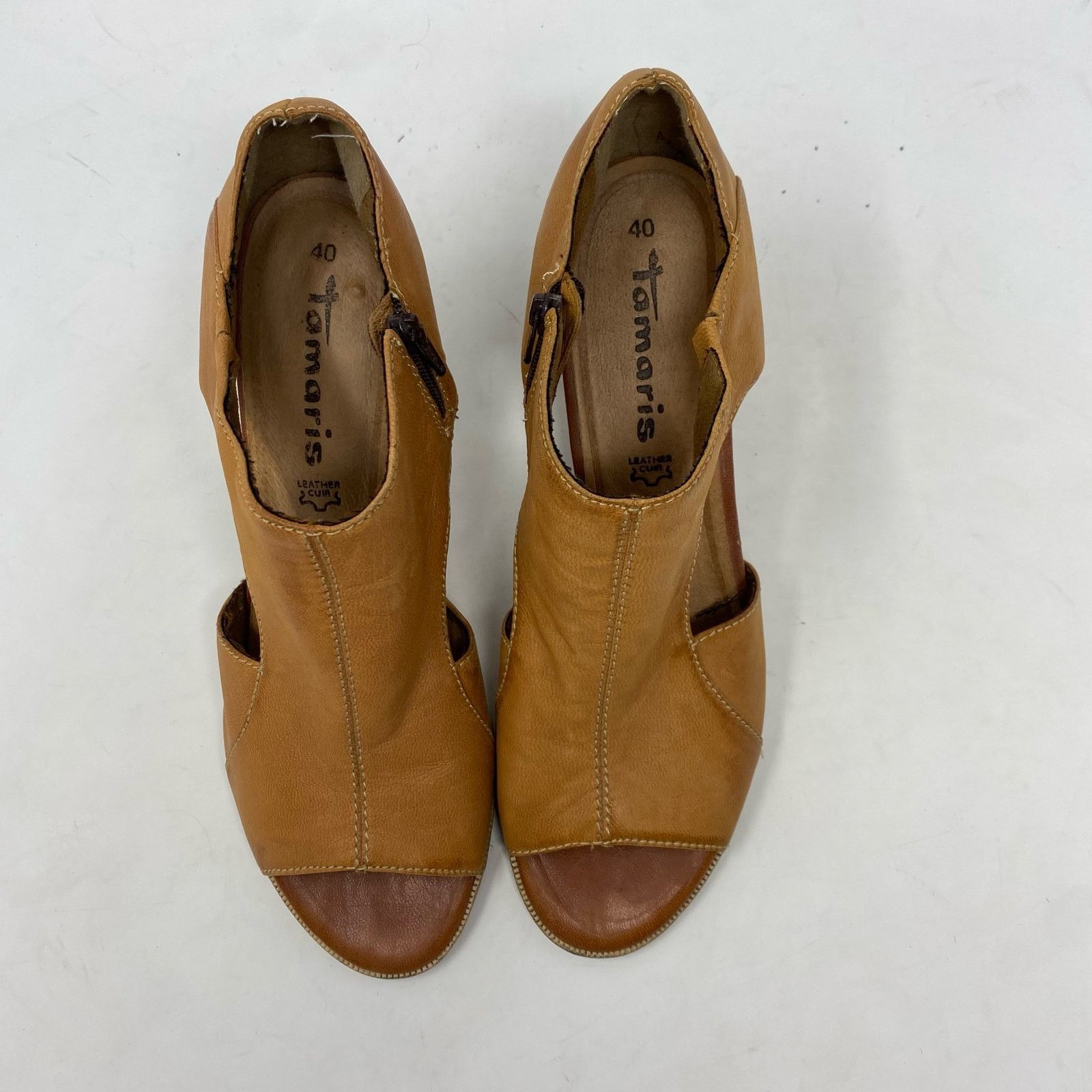 Other Tamaris Block Heels Sandals Brown Leather Womens Size 9.5 Size US 9.5 / IT 39.5 - 3 Thumbnail