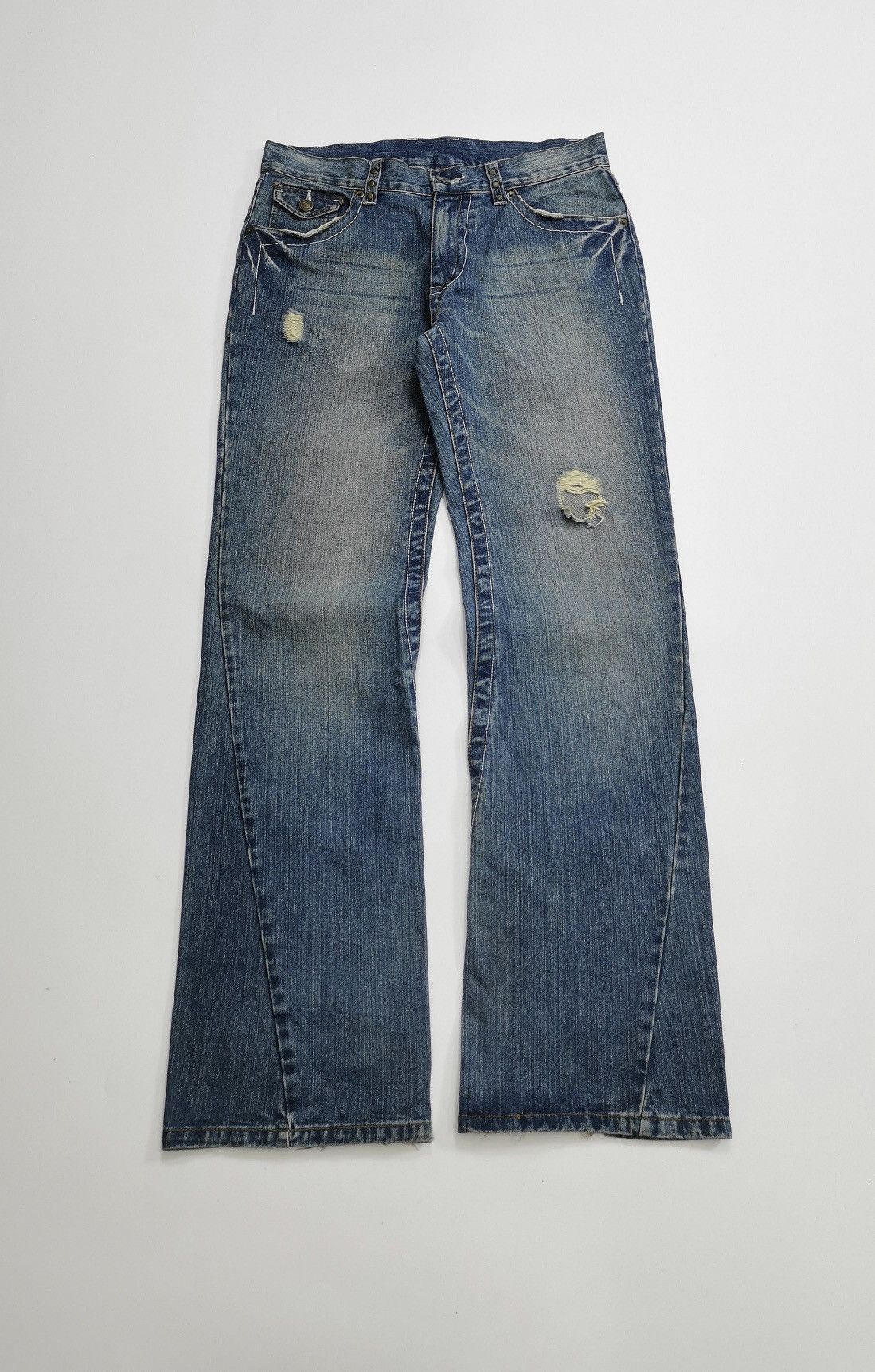 Japanese Brand Unbrand Bootcut Twist Seam Denim Jeans Size US 32 / EU 48 - 1 Thumbnail