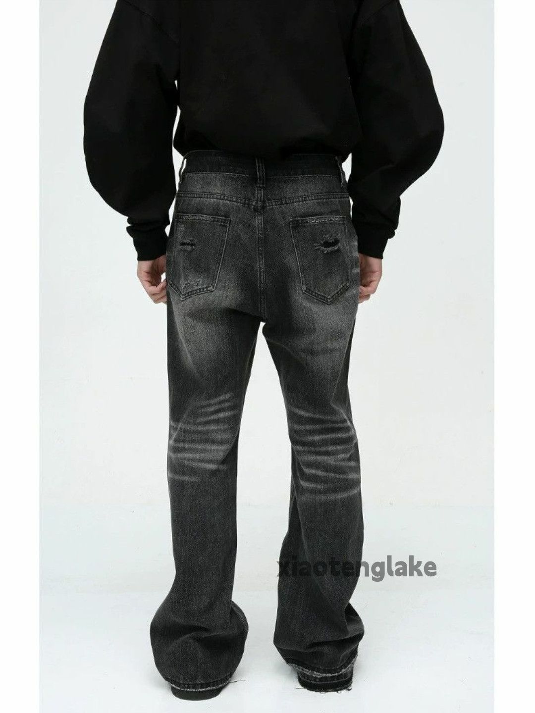 Jean × Vintage washed faded damaged ripped punk grunge flared jeans Size US 32 / EU 48 - 5 Thumbnail