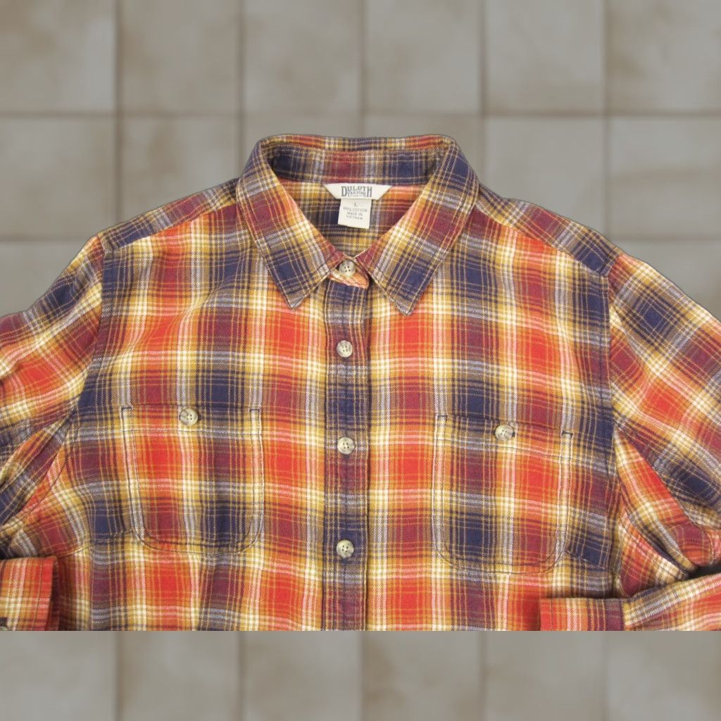 Vintage Duluth Shirt Womens L Orange Plaid Flannel Button-Up Cotton Western Shirt Women L Orange Plaid Flannel Button-Up Duluth Shirt Western Size L / US 10 / IT 46 - 1 Thumbnail