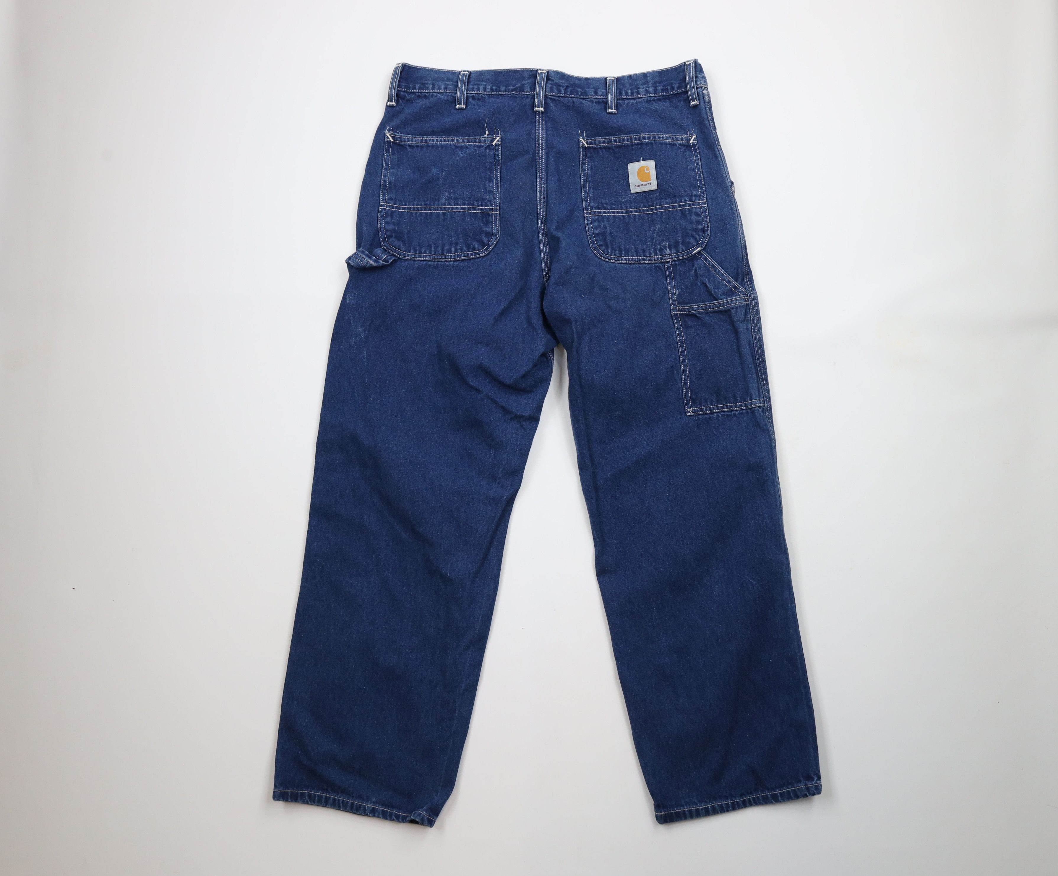 Carhartt × Vintage Vintage 90s Carhartt Spell Out Wide Leg Dungaree Denim Jeans Size US 36 / EU 52 - 10 Thumbnail