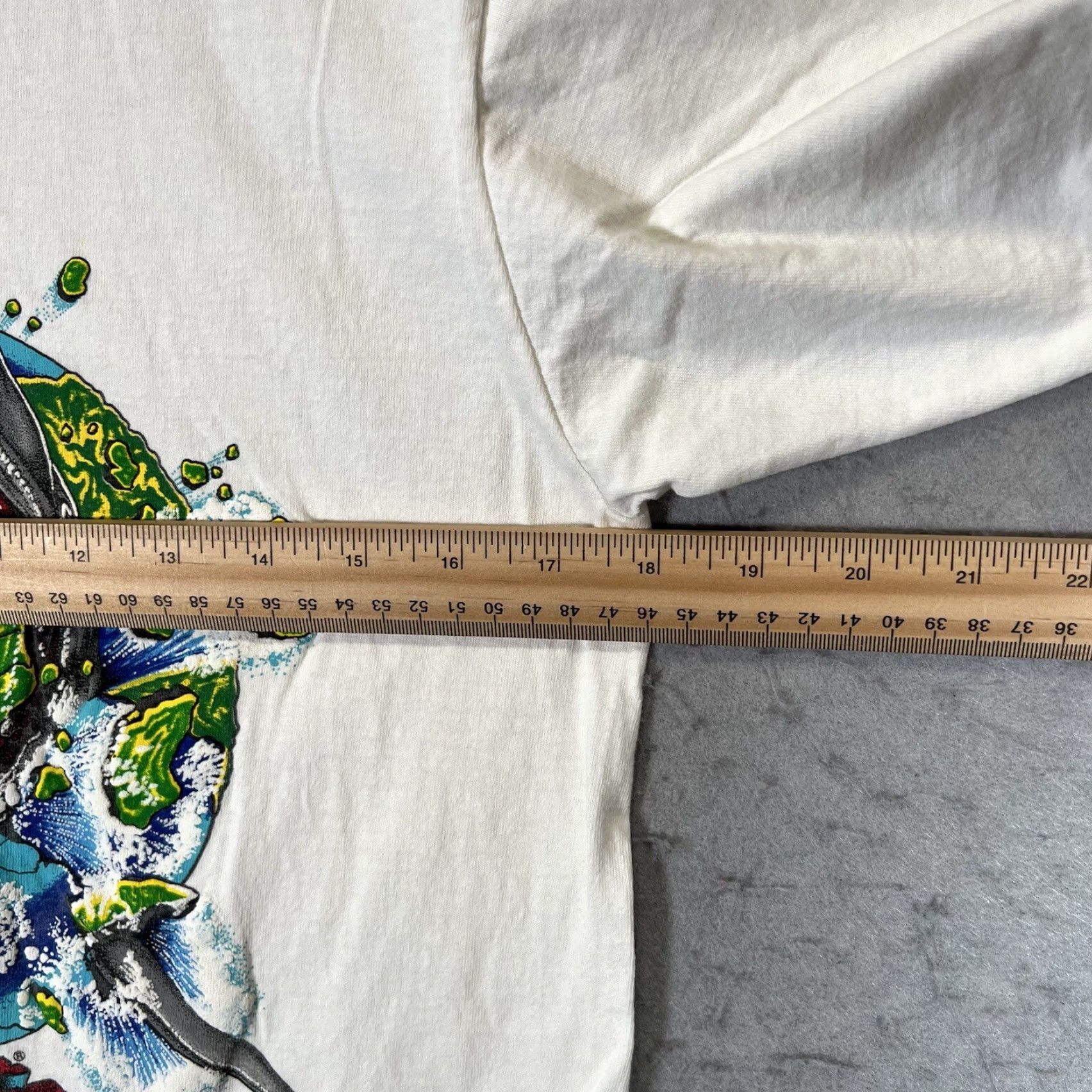 Jerzees VINTAGE JERZEES Jaws T Shirt - Adult Mens Medium White Cotton Crew Neck Short Sleeve USA Made Graphic 1993 Merch Mens Size US M / EU 48-50 / 2 - 2 Thumbnail