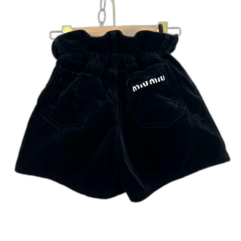 Prada Miumiu Black Velvet Puff Shorts 36码 Size 36" / US 14 / IT 50 - 1 Thumbnail