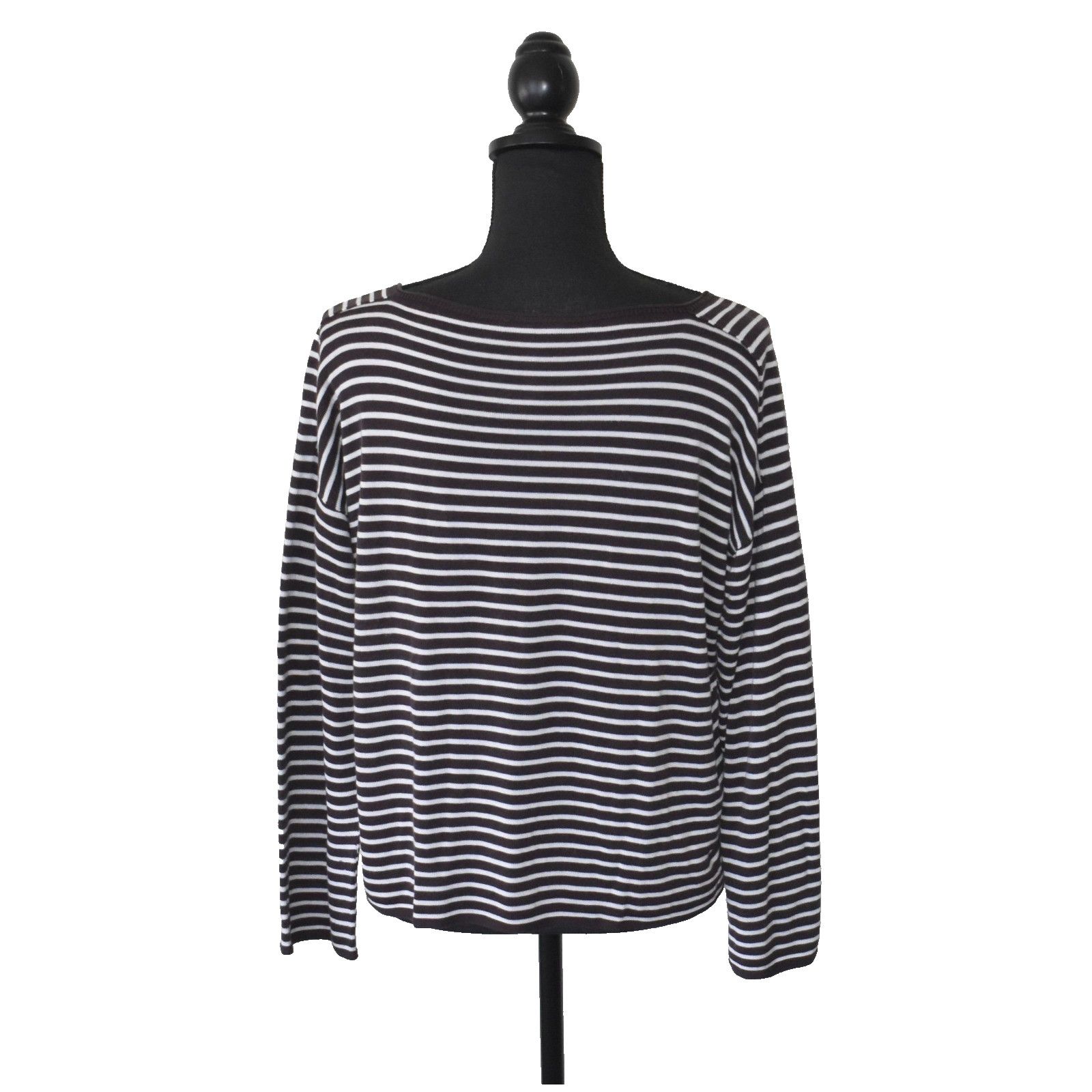 Eileen Fisher EILEEN FISHER Striped Tencel Knit LS Petite Sweater Top PL Size L / US 10 / IT 46 - 3 Thumbnail