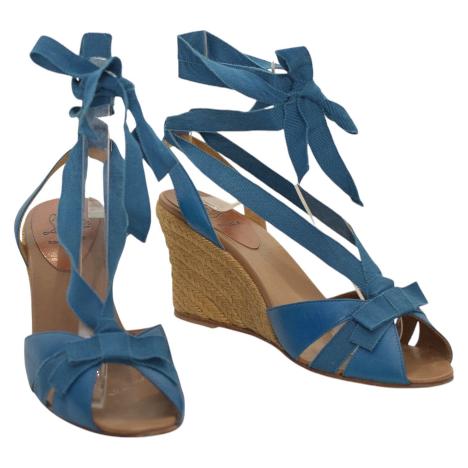 Christian Louboutin Christian Louboutin Blue Ankle Tie Up Espadrille Wedge Size US 8 / IT 38 - 1 Thumbnail