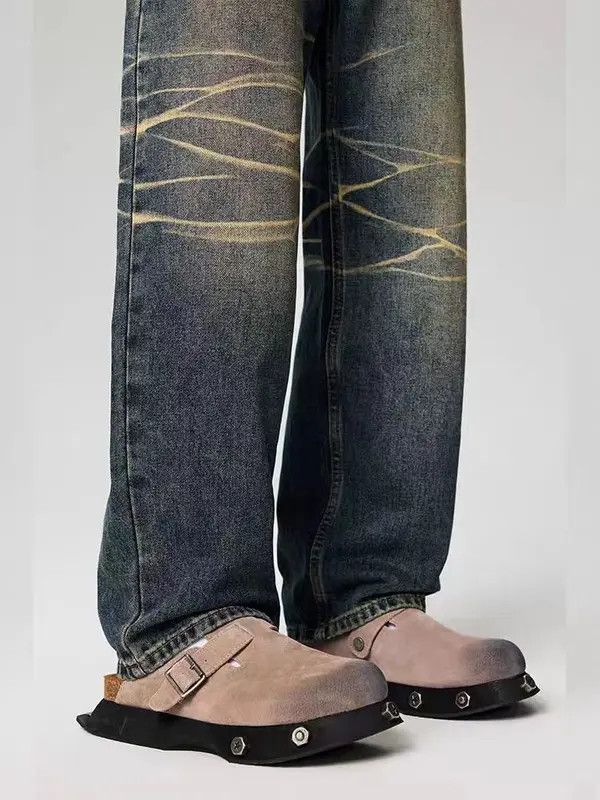 VIBE Vintage street striped washed and faded loose jeans Size US 32 / EU 48 - 6 Thumbnail