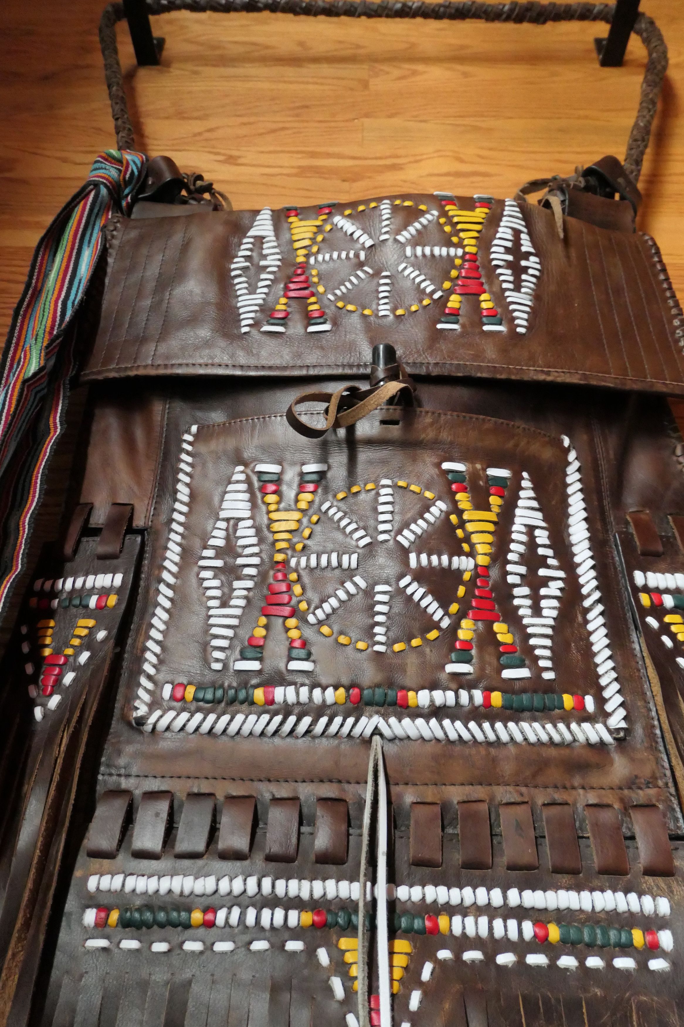 Other 🔥Handmade Tribal Beaded Leather Fringe Bag Size ONE SIZE - 5 Thumbnail