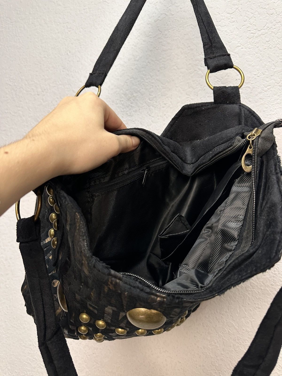 Just Cavalli Rundholz Black Studded Tote Shoulder Bag 30x40cm Size ONE SIZE - 11 Thumbnail