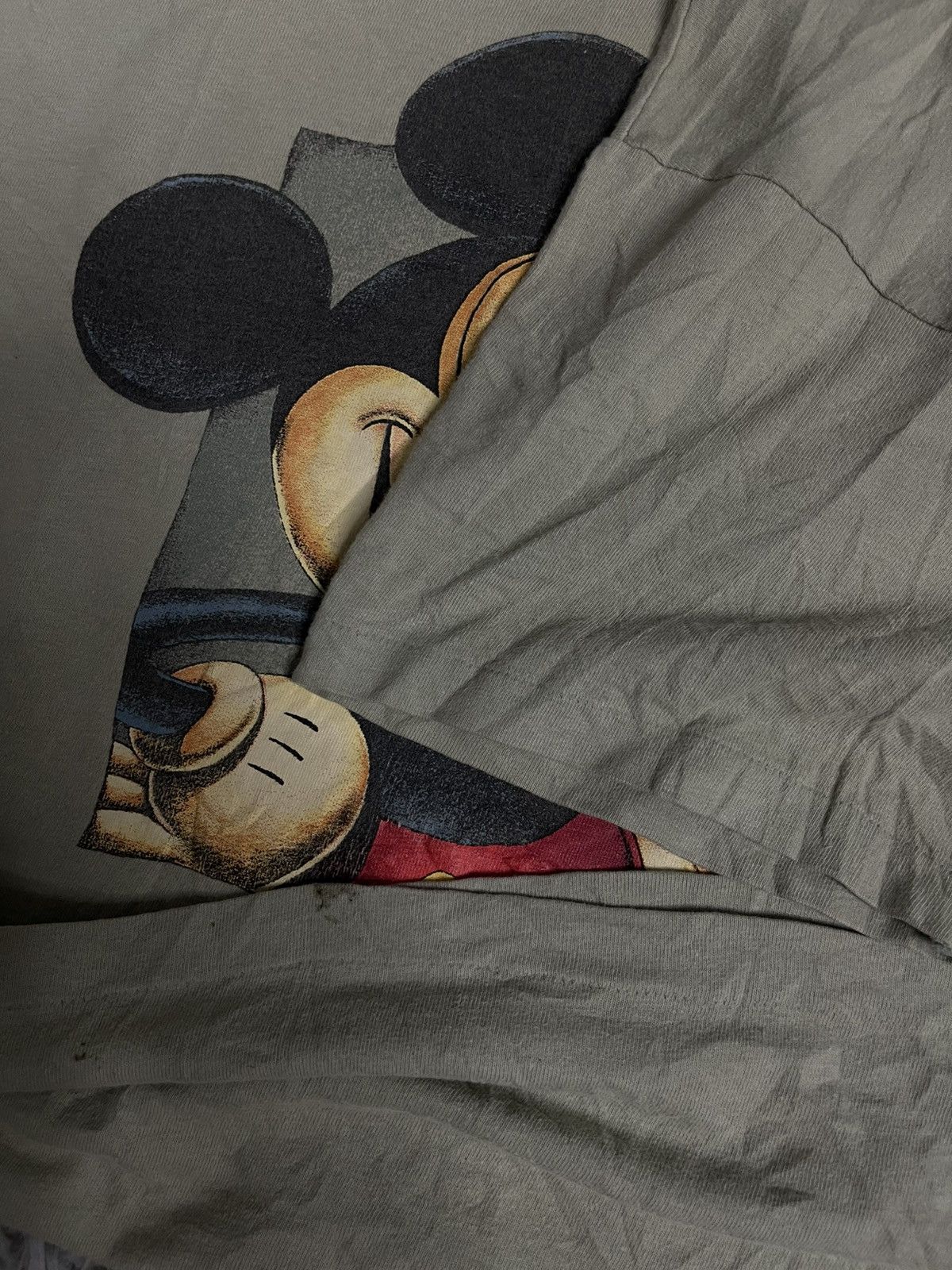 Disney VINTAGE 90s Disney Mickey Mouse Faded Olive Green Tees Size US L / EU 52-54 / 3 - 5 Thumbnail