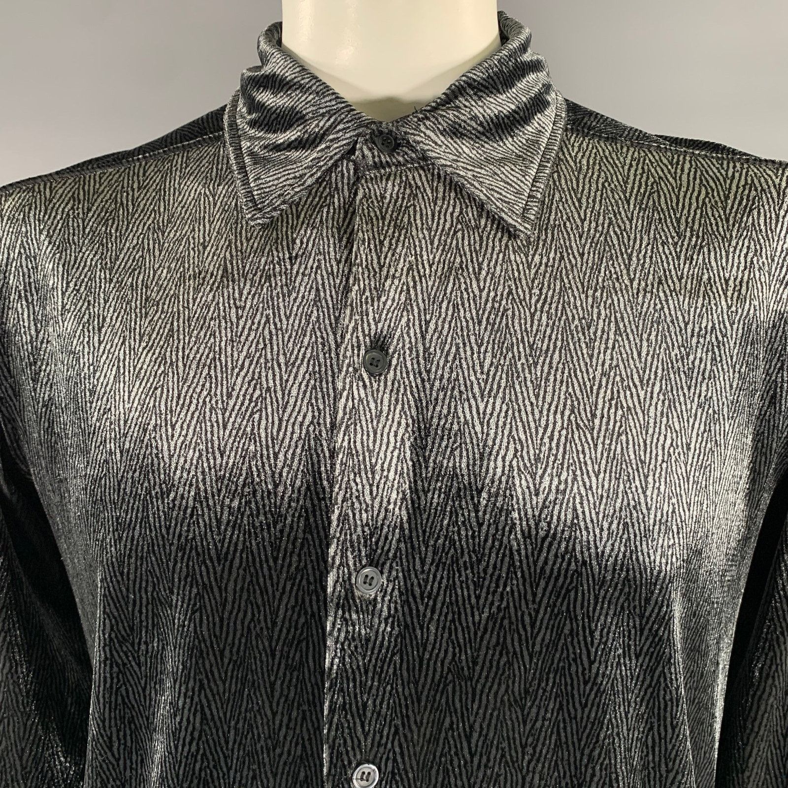 Kenneth Cole KENNETH COLE Size L Grey Black Zebra Long Sleeve Shirt Size US L / EU 52-54 / 3 - 2 Thumbnail
