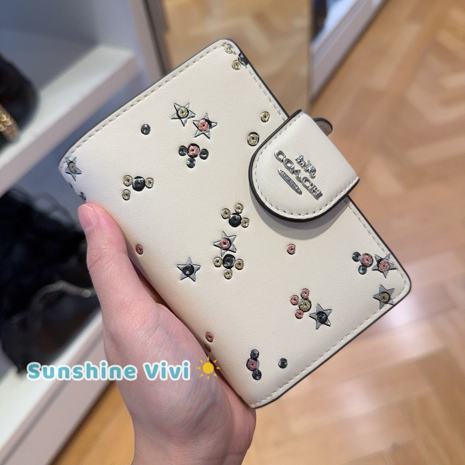 Coach NWT Coach Medium Corner Zip Wallet Star CCL64 Silver Chalk Size ONE SIZE - 4 Thumbnail