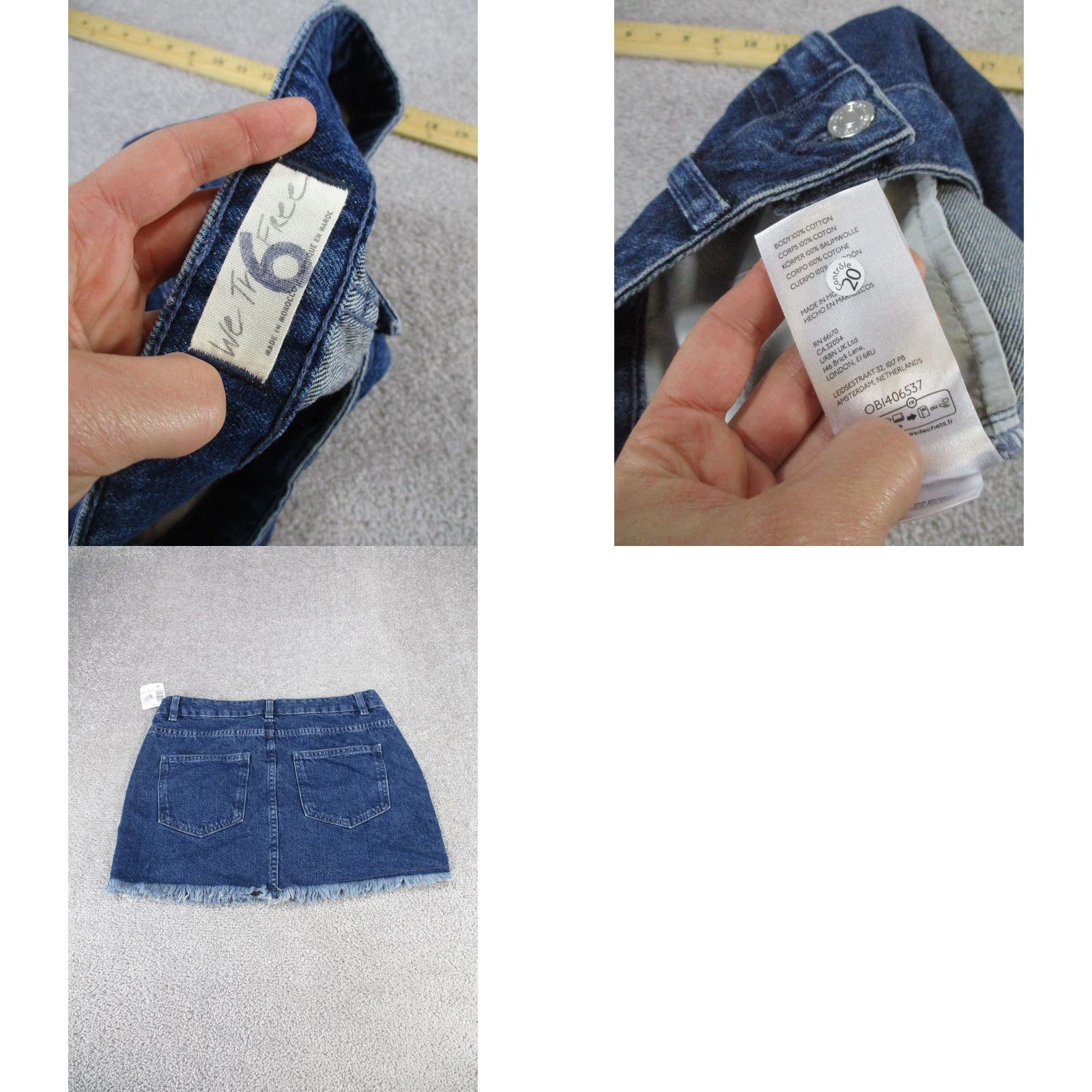 Free People FREE PEOPLE Skirt Women’s 6 Denim Mini Blue Frayed Hem Zipper Cotton Short Size 28" / US 6 / IT 42 - 8 Thumbnail