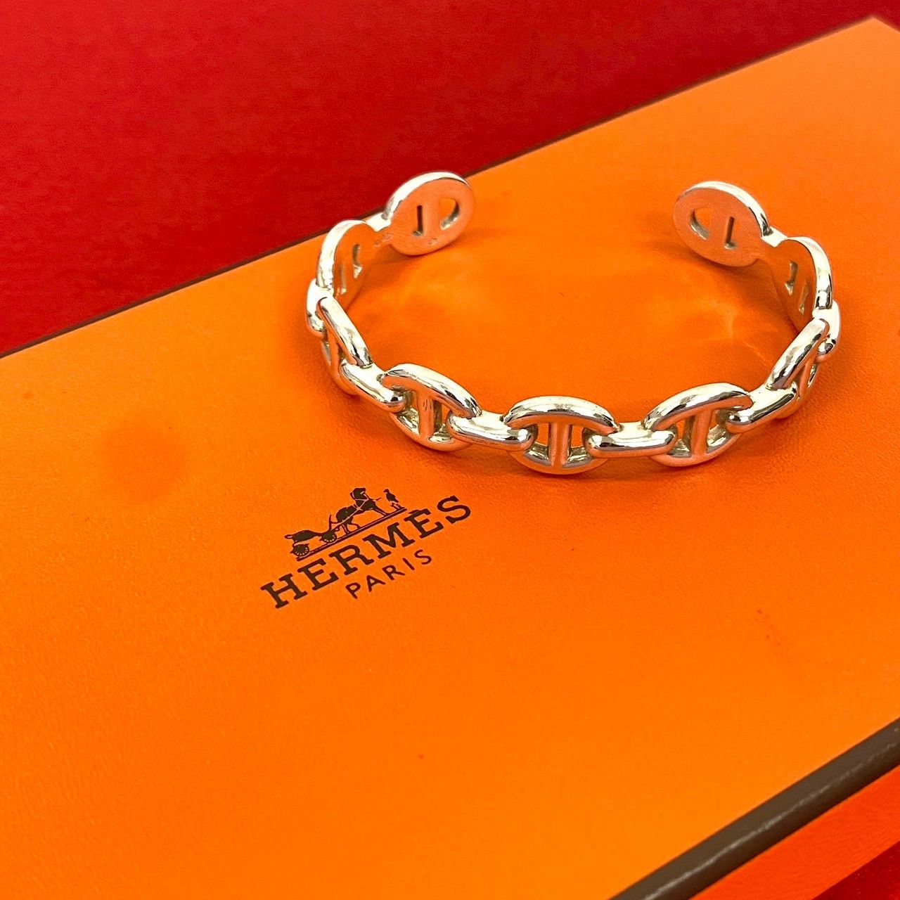 Hermes Hermes Hermes Chaine d'Ancre Enchaînée Silver 925 Bracelet Metal Bangle DUTY FREE for USA Size ONE SIZE - 1 Thumbnail