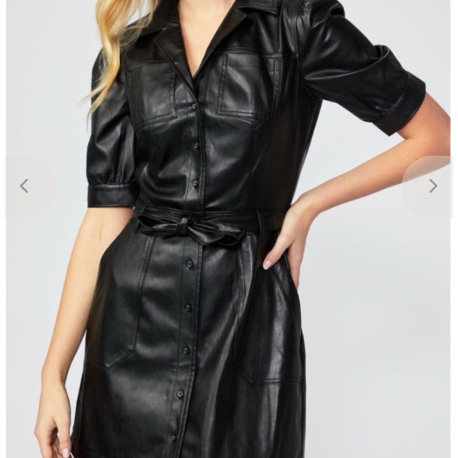 Paige New PAIGE Black Faux Leather Mini Dress size S Size S / US 4 / IT 40 - 5 Thumbnail