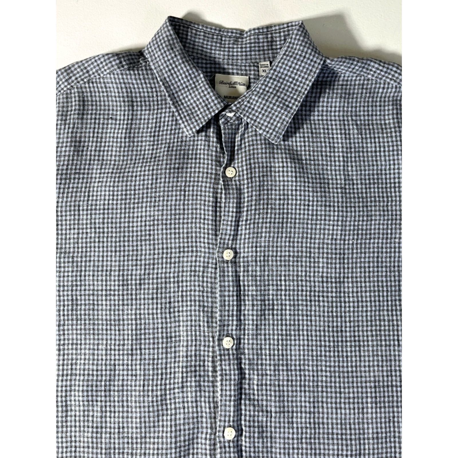 Murano VINTAGE Murano Shirt XL Blue Linen Check Short Sleeve Button-Up Pockets MEN's Regular Casual, Travel, 100% Linen Size US XL / EU 56 / 4 - 4 Thumbnail
