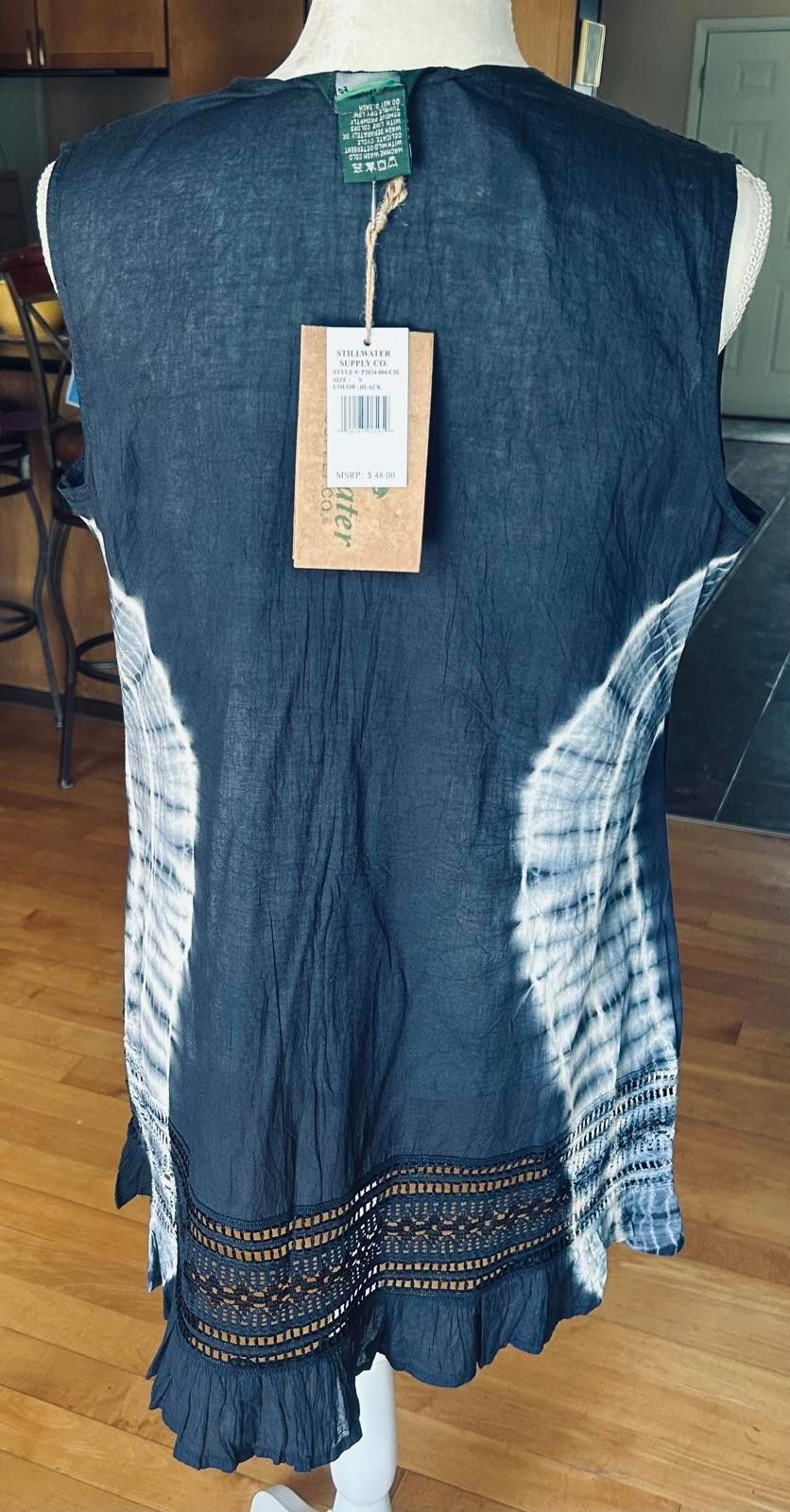 Other Stillwater Supply Co. Navy Tye Dye Cotton Babydoll Dress NWT Size S / US 4 / IT 40 - 2 Thumbnail