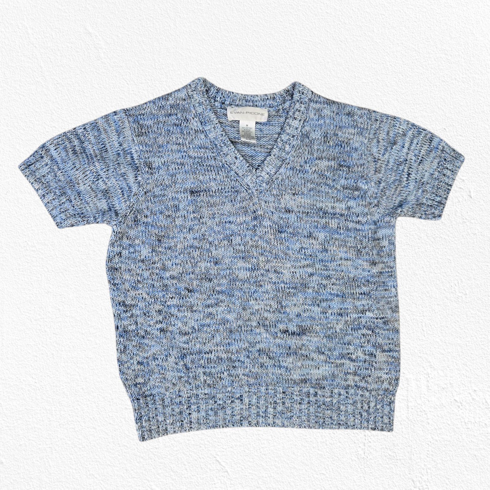 Evan Picone Y2K Evan-Picone Blue Knit Short Sleeve Sweater Size Medium Size M / US 6-8 / IT 42-44 - 2 Thumbnail
