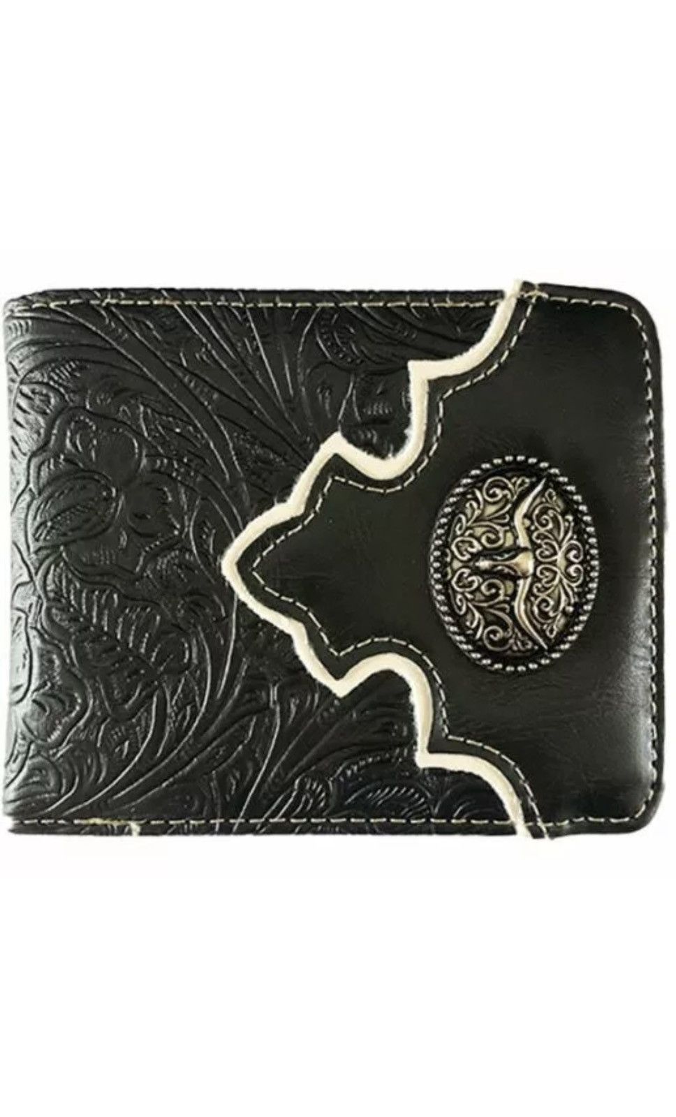 Other Longhorn Men’s Black Leather Western Bifold Wallet Size ONE SIZE - 1 Thumbnail
