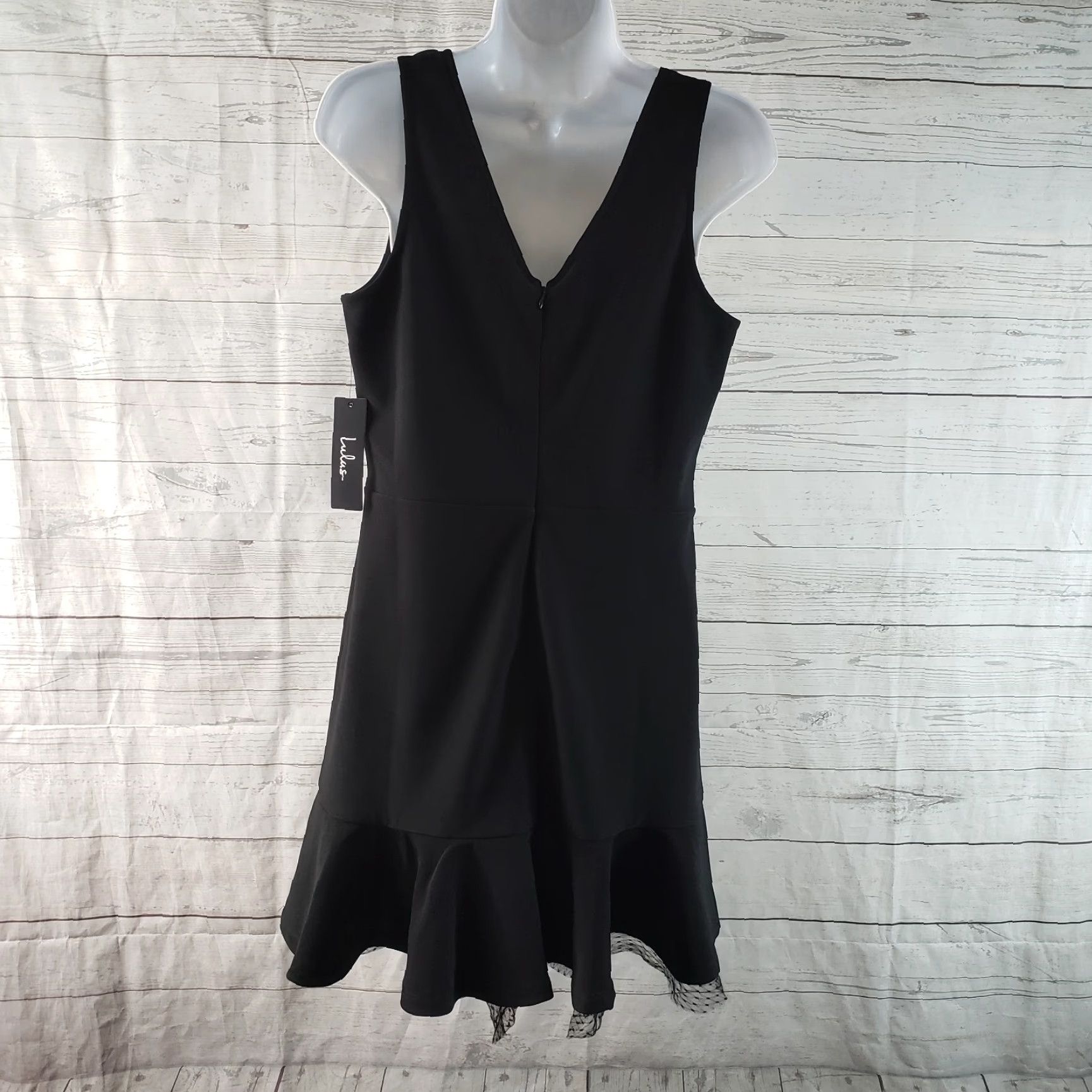 Lulus Lulus Dress Womens Large Solid Black Sleeveless Square Neck Tulle Trim Mini Short Size L / US 10 / IT 46 - 4 Thumbnail