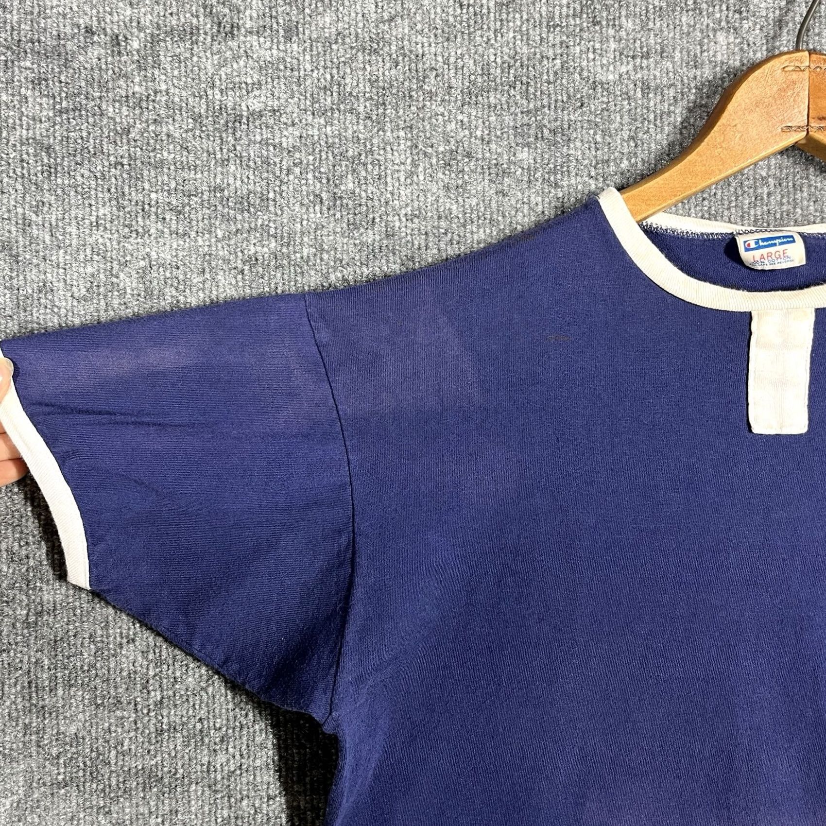 Champion VINTAGE 70s Champion US Lacrosse School T Shirt Mens Size Large Ringer Blue Bar Size US L / EU 52-54 / 3 - 4 Thumbnail