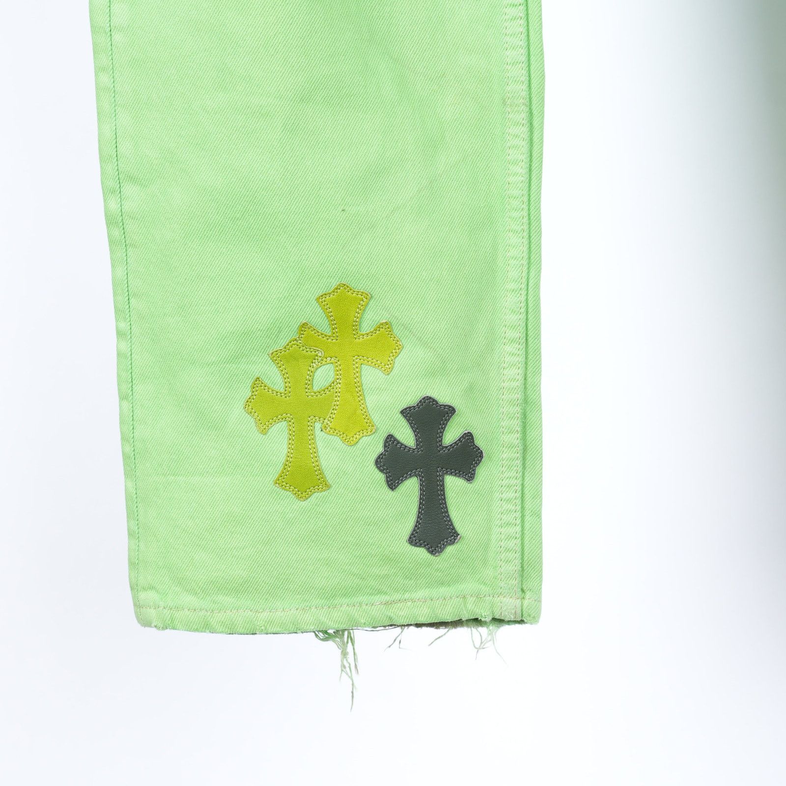 Chrome Hearts CHROME HEARTS SLIME NEON GREEN SEX RECORDS CROSS PATCH JEANS Size US 33 - 5 Thumbnail