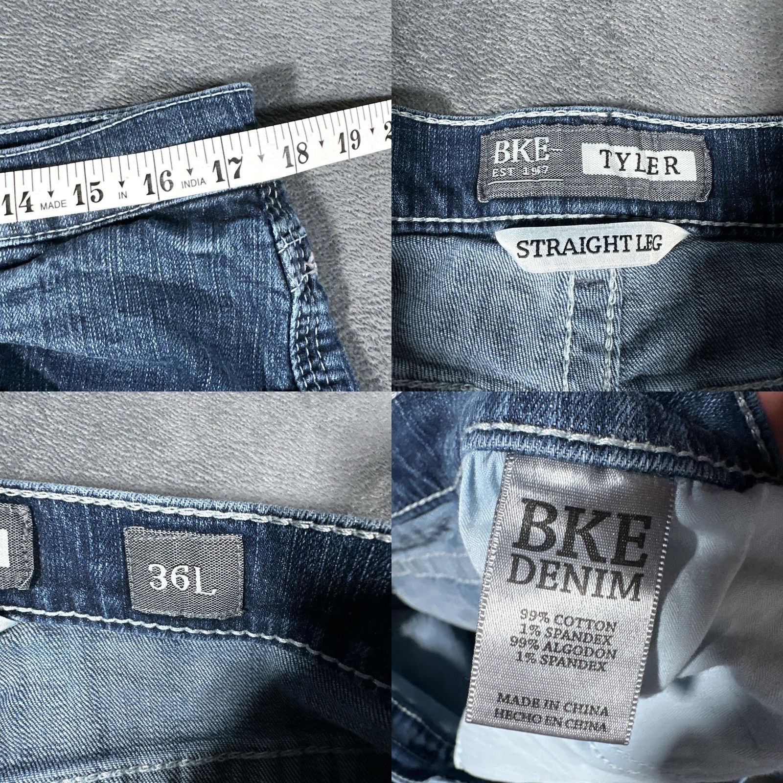 BKE BKE Tyler Jeans Mens 36x33 Blue Medium Wash Straight Leg Stretch Denim Pants Size US 36 / EU 52 - 8 Thumbnail