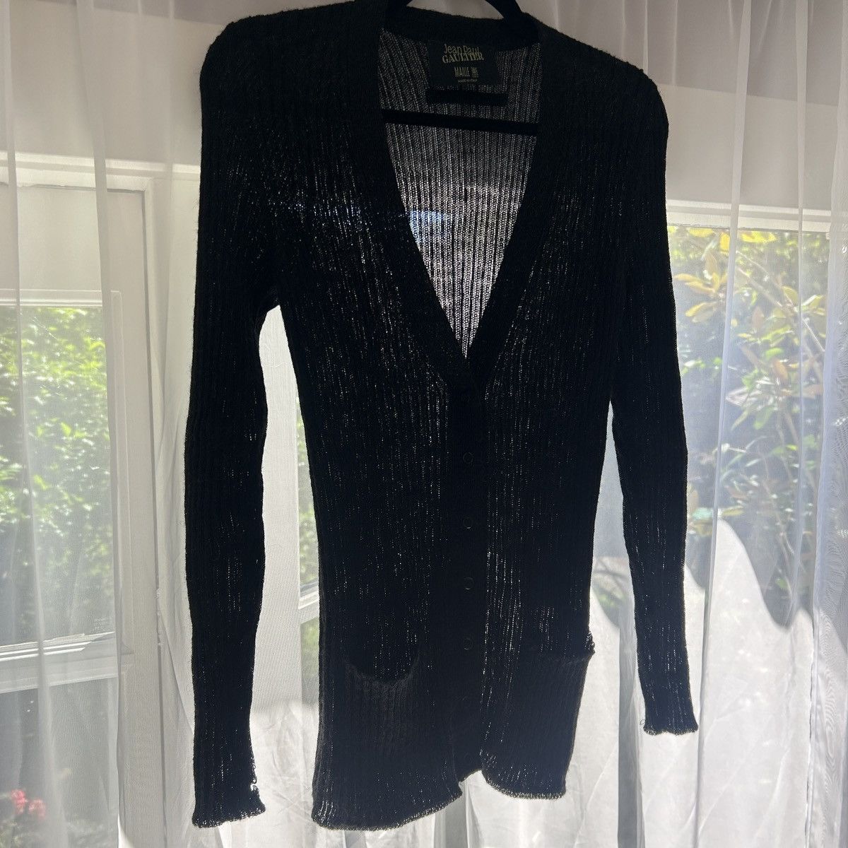Jean Paul Gaultier Jean Paul Gaultier Maille Black Sheer Ribbed Cardigan Size US S / EU 44-46 / 1 - 6 Thumbnail