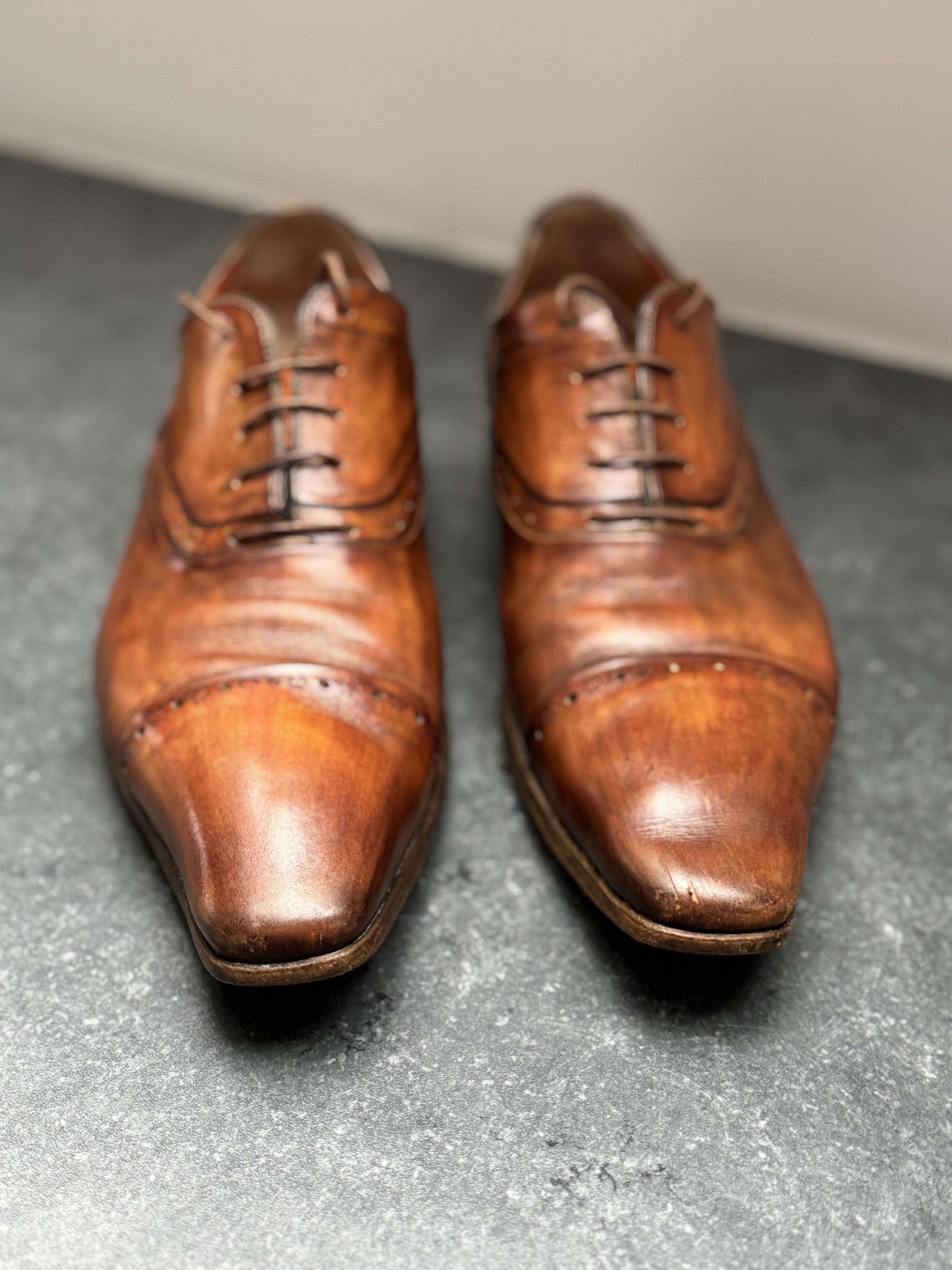 Santoni Men's brown leather lace-up shoe Size US 11.5 / EU 44-45 - 2 Thumbnail