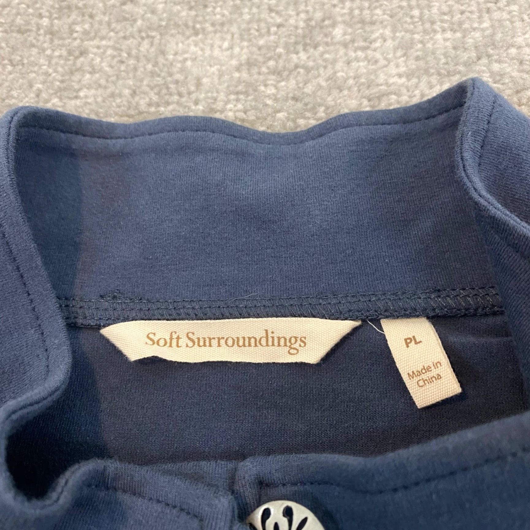 Soft Surroundings SOFT SURROUNDINGS PM Jacket Blazer Womens Petite Large Blue Button Up Blazer Jacket Size L / US 10 / IT 46 - 2 Thumbnail