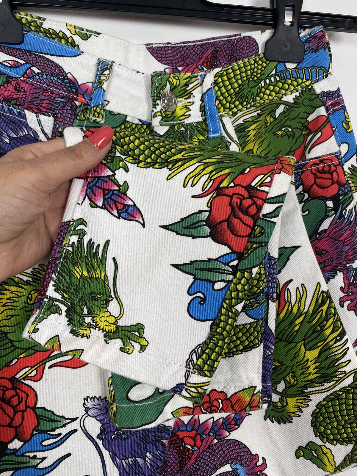 Other Jaded London Cropped Oversized Denim Jacket In Dragon Print Size S / US 4 / IT 40 - 11 Thumbnail